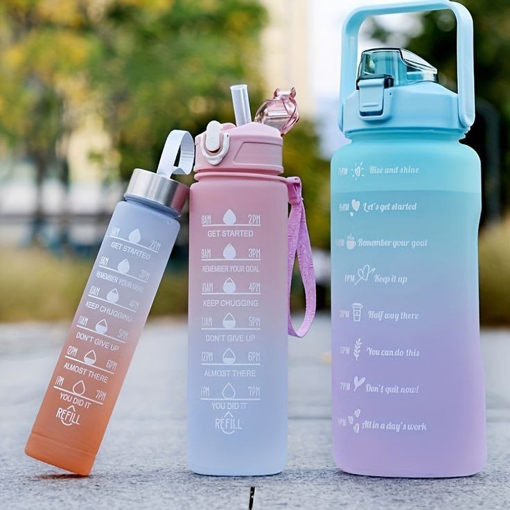 Catterton Motivational Time Marker Water Bottle (Pack Of 3)