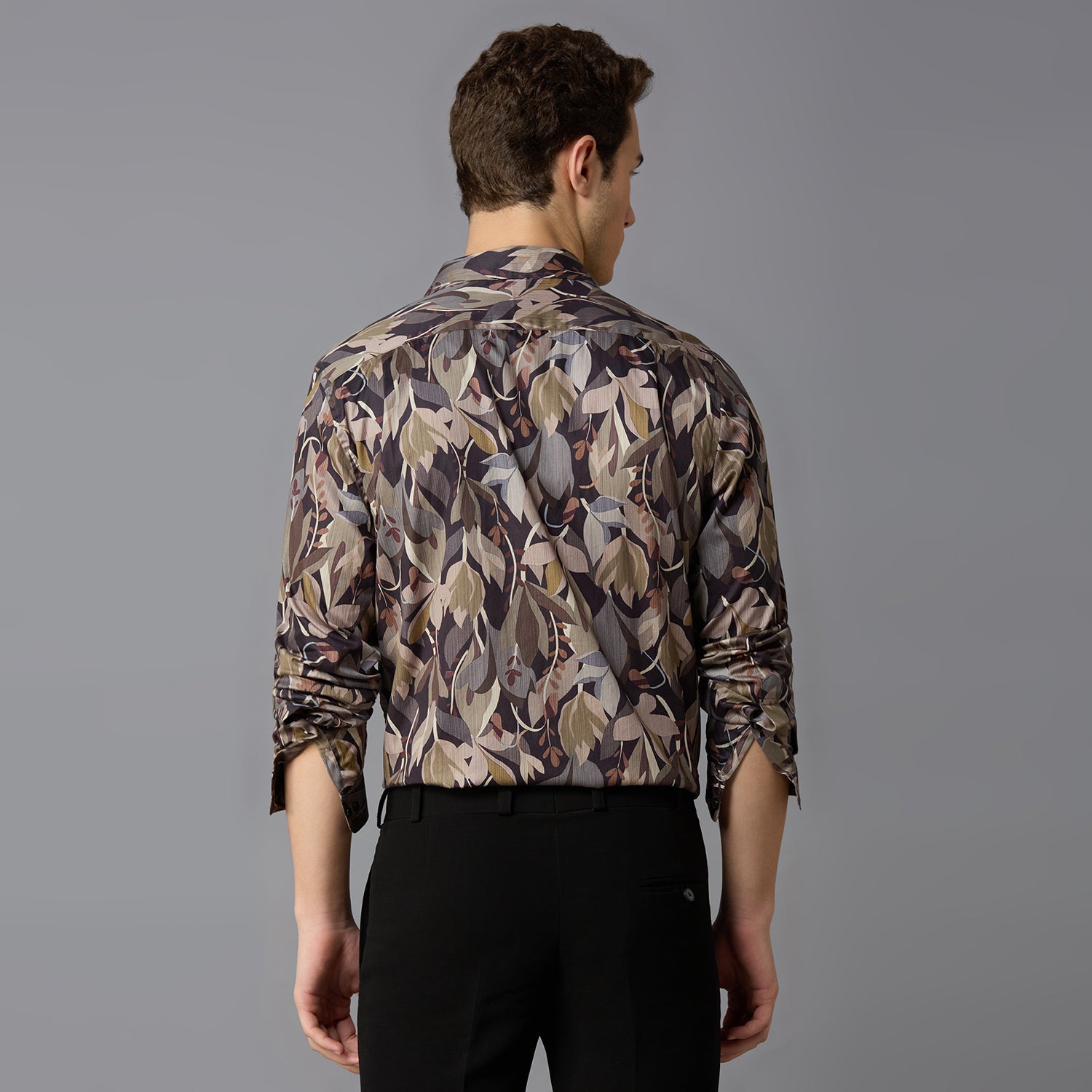 MARK & ALBERT Giza Cotton Printed Shirt – Beige - view 3