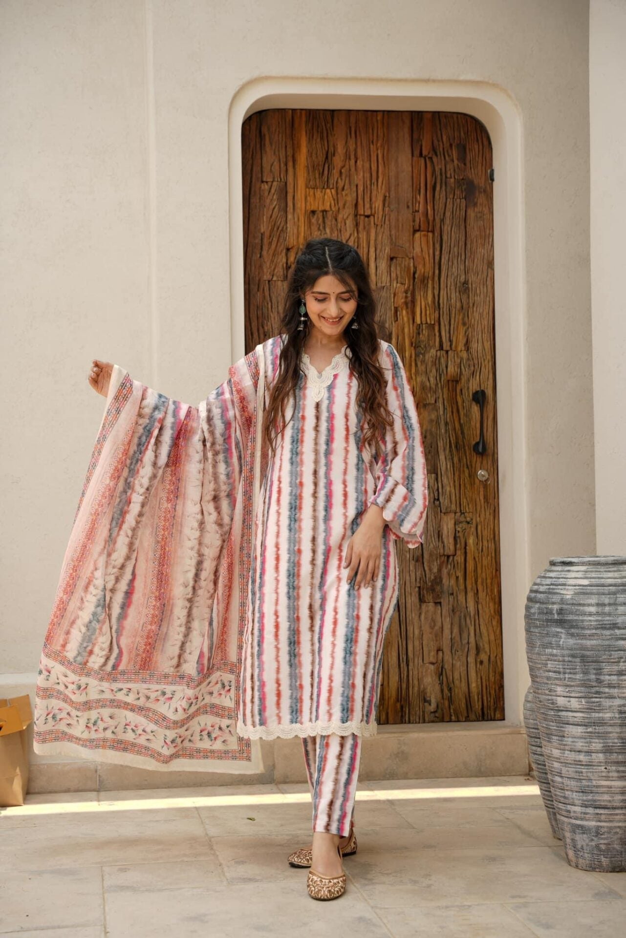 Idaho-o Ivory cotton kurta set - view 2