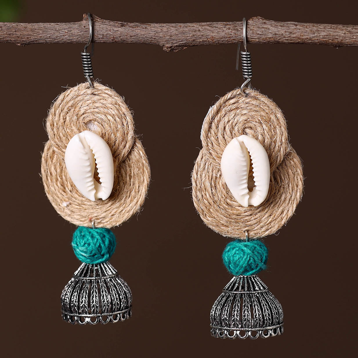 JALPARI Ashifa German Silver Jute Jhumki Earrings - view 2