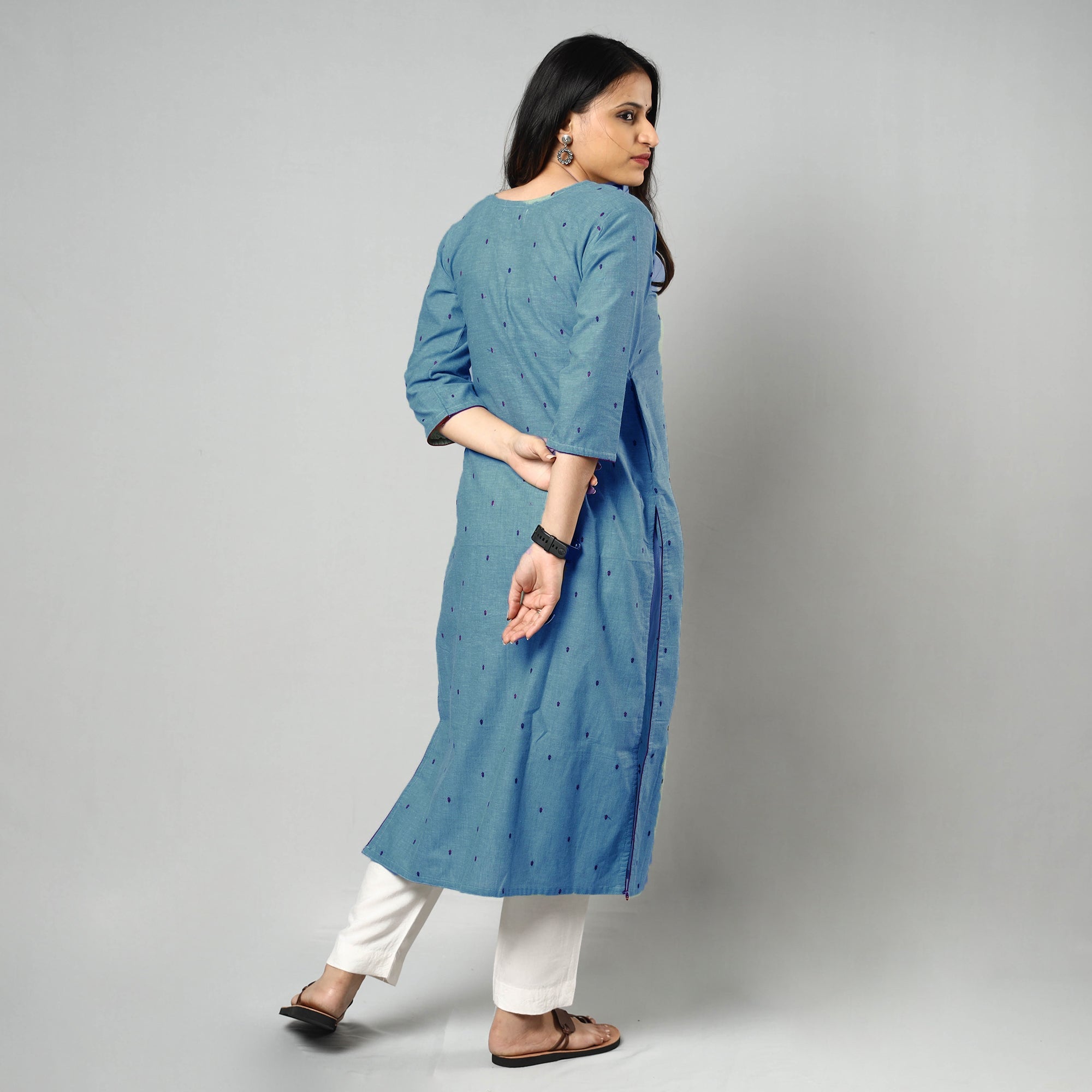 ITOKRI CASUALS Blue - Jacquard Cotton Straight Kurta 13 - view 4