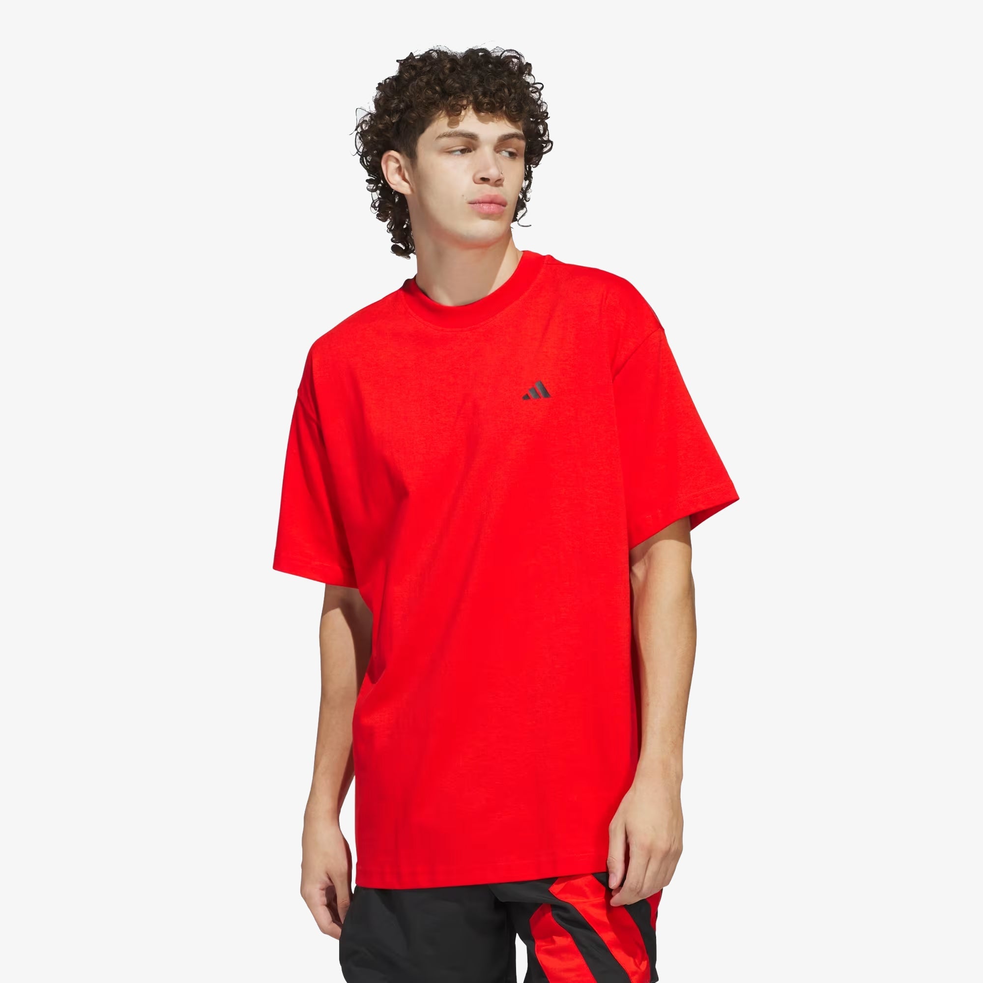 Adidas Originals | ANTHONY EDWARDS SEASONAL LOGO TEE { ACTIVE RED - view 2