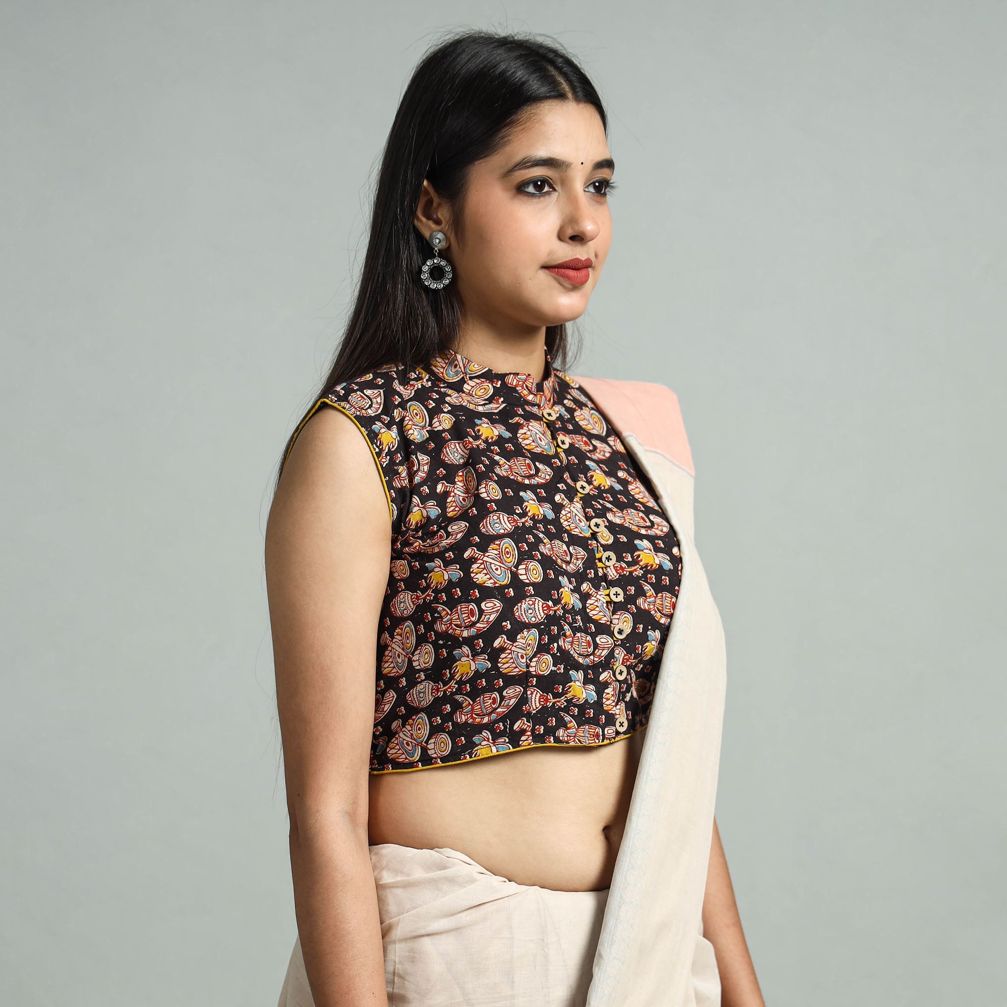 ITOKRI CASUALS Black - Kalamkari Printed Cotton Stitched Blouse 04 - view 2
