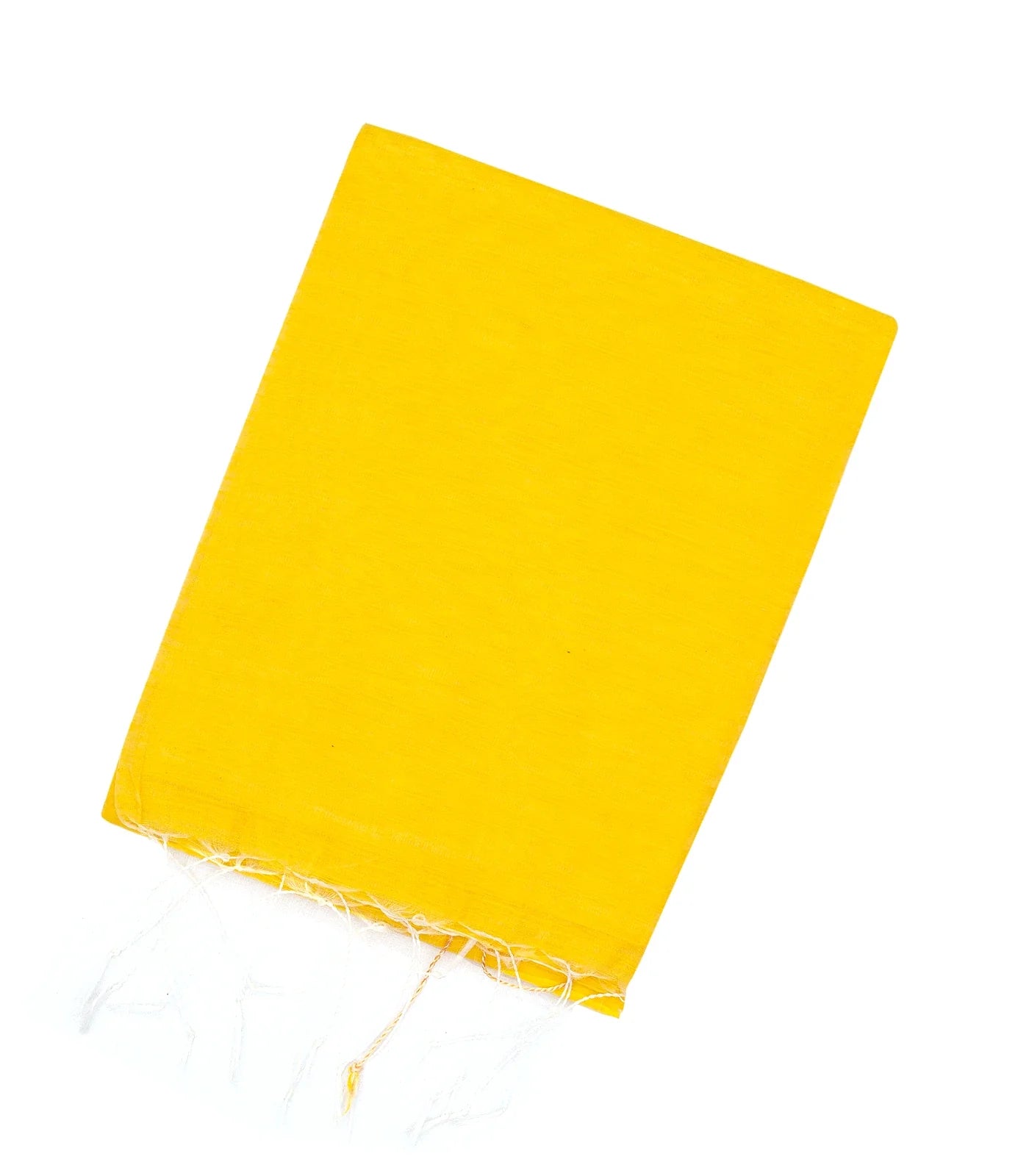 RmKV Yellow Plain Bengal Cotton Saree With Printed Blouse