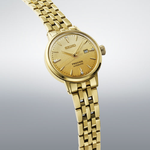 Seiko Pressage Presage Cocktail Diamond Yellow Gold Dial Women 30mm SRE018J1 - view 2