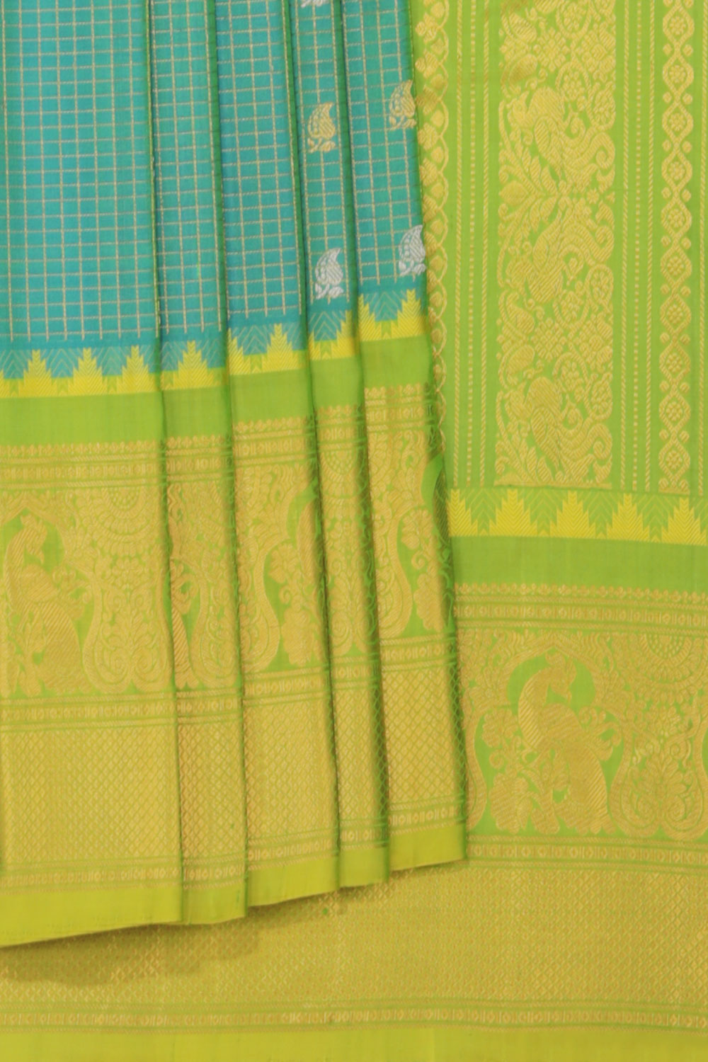 Kalanjali Gadwal Sea Green Saree – Women's