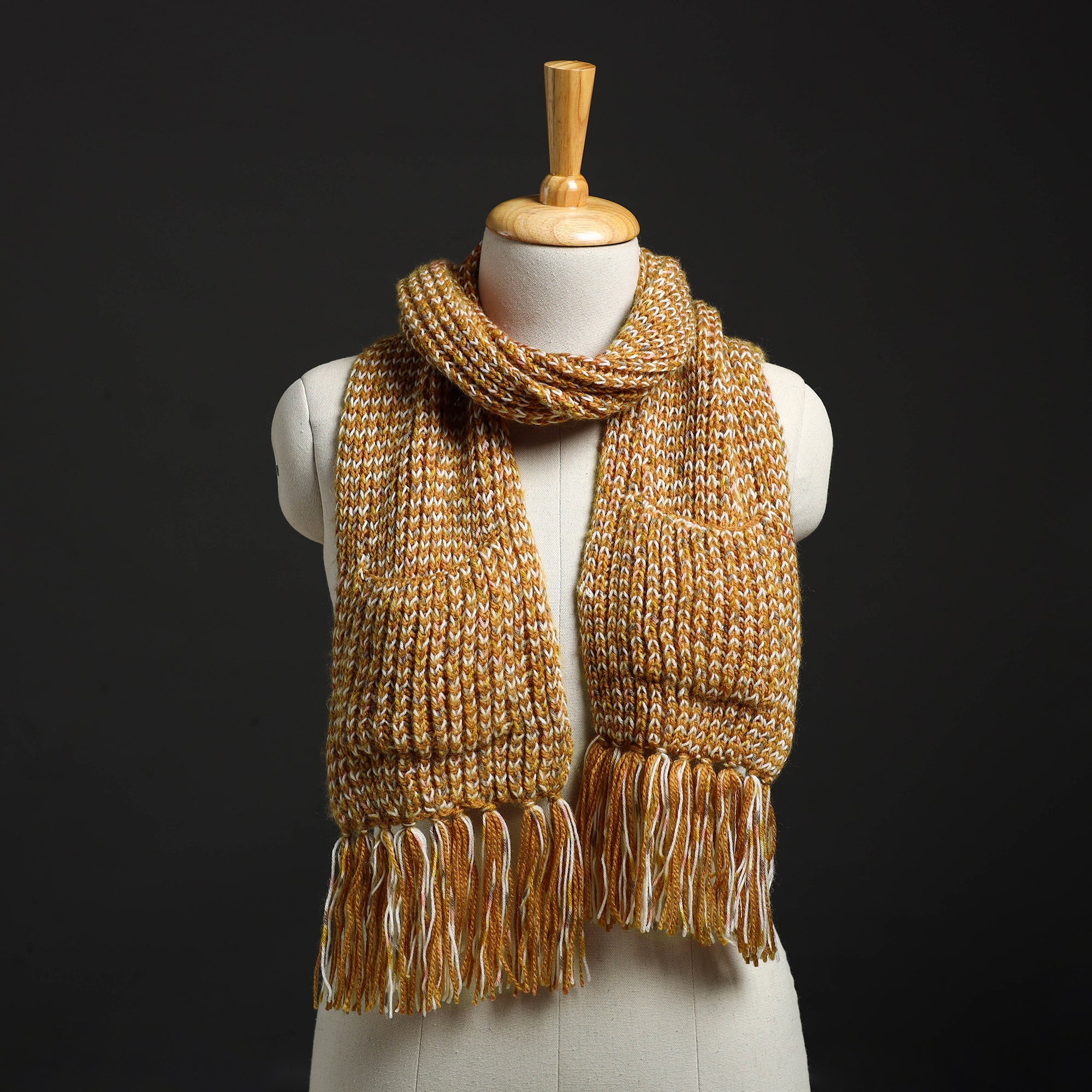KILMORA Brown - Kumaun Hand Knitted Woolen Muffler with Pockets 85