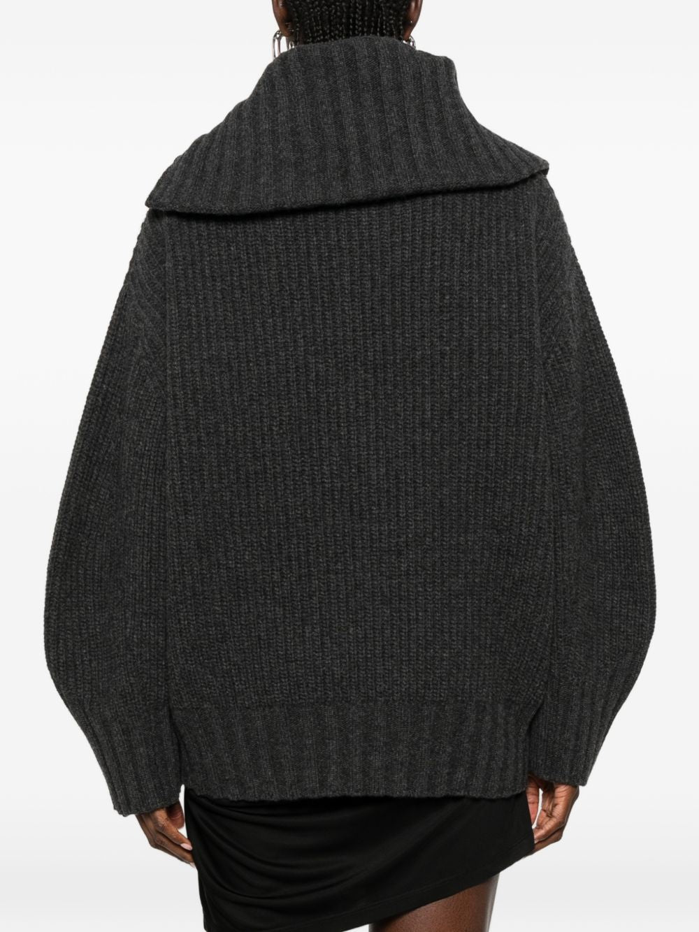 The Attico Asymmetric Zip Ribbed Sweater - view 5