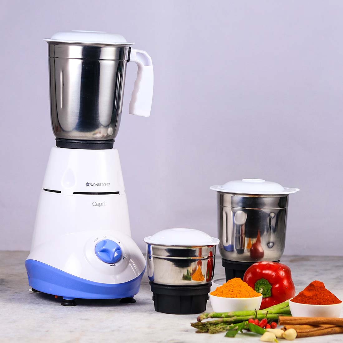 Wonderchef Capri Mixer Grinder 550W With 3 Stainless Steel Jars - view 3