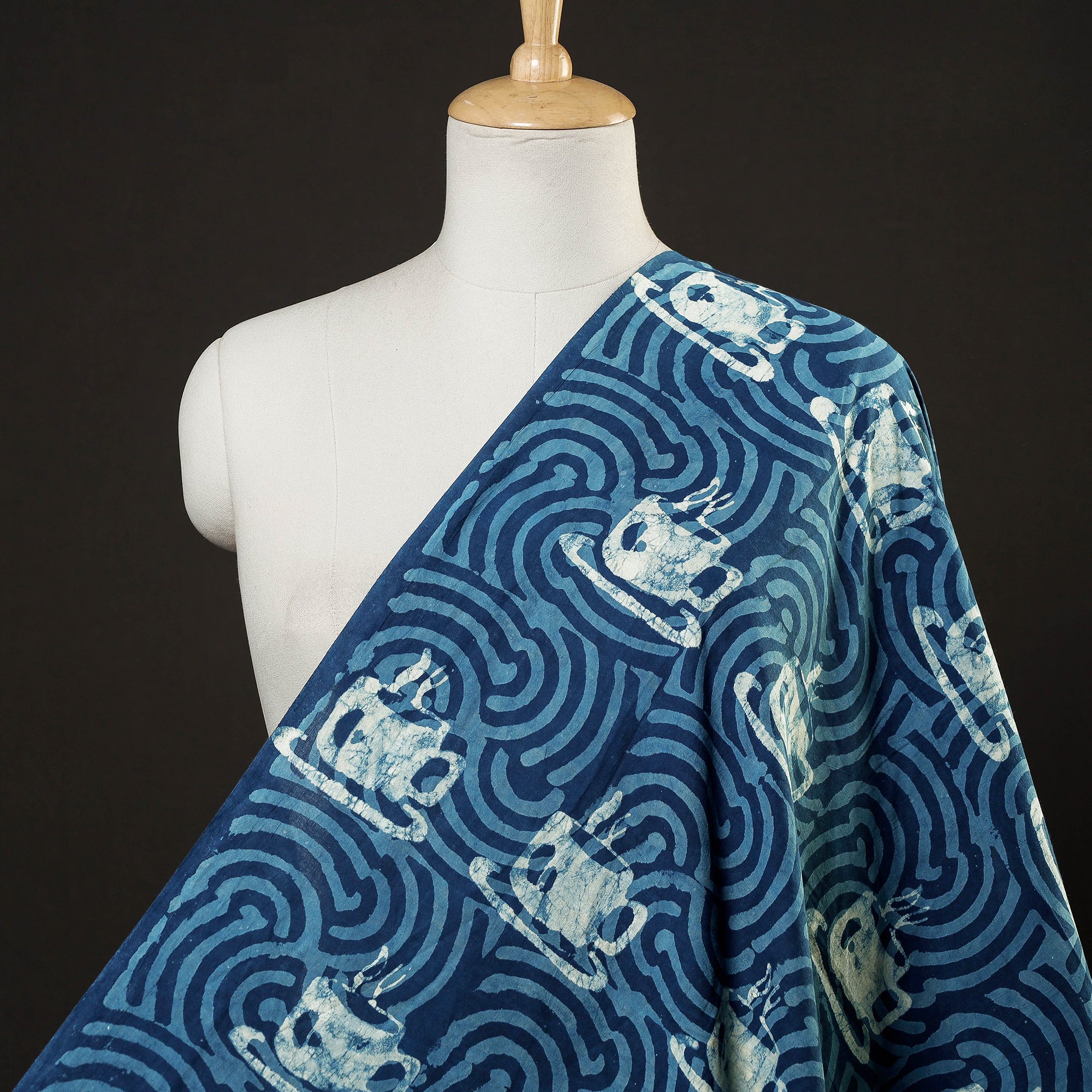 BINDAAS UNLIMITED Blue - Bindaas Block Printed Cotton Natural Dyed Fabric