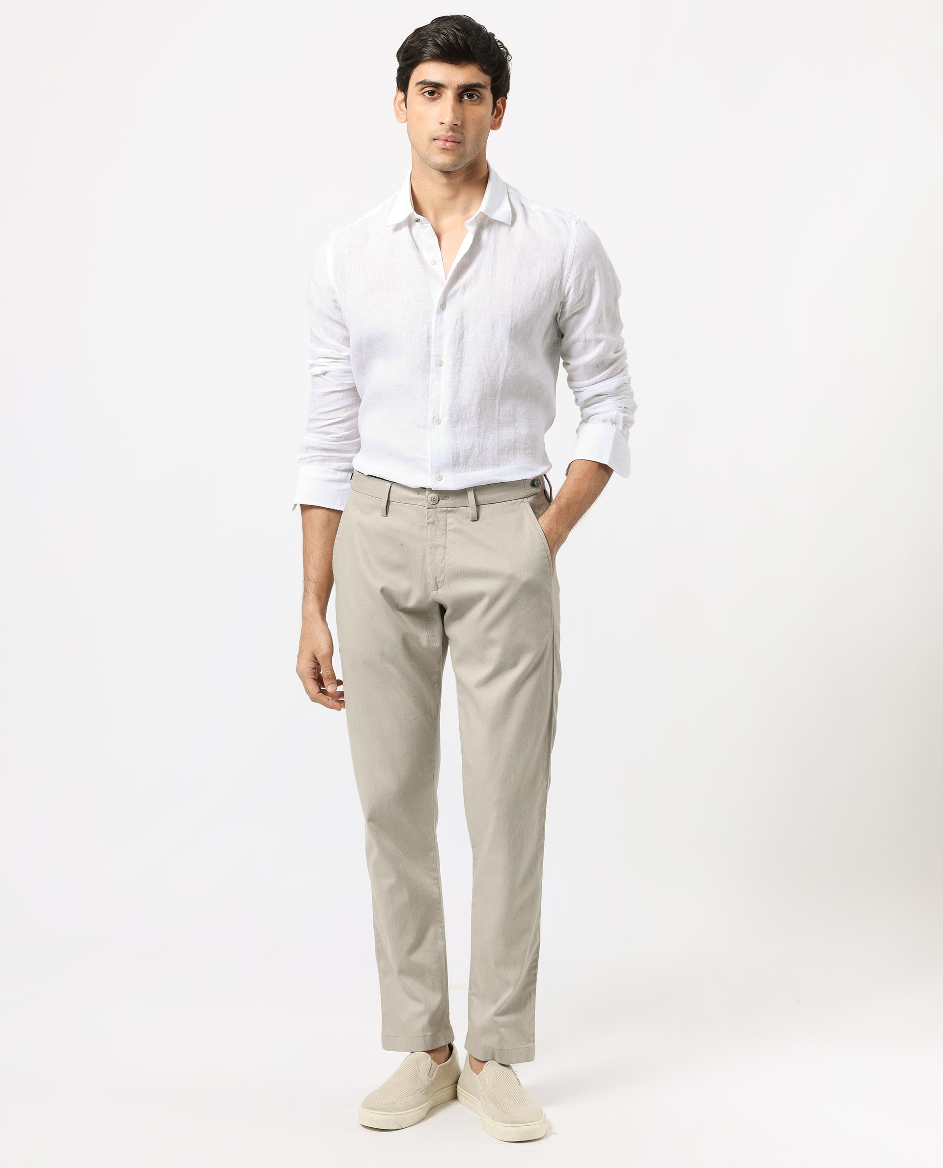 Rare Rabbit Men's Linex White Linen Fabric Full Sleeves Solid Shirt - view 6