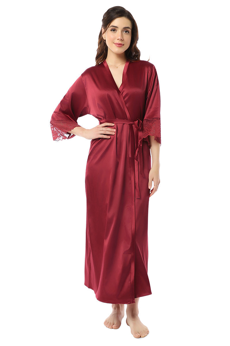 Amante Eternal Bliss Full-length Satin Robe - Rio Red