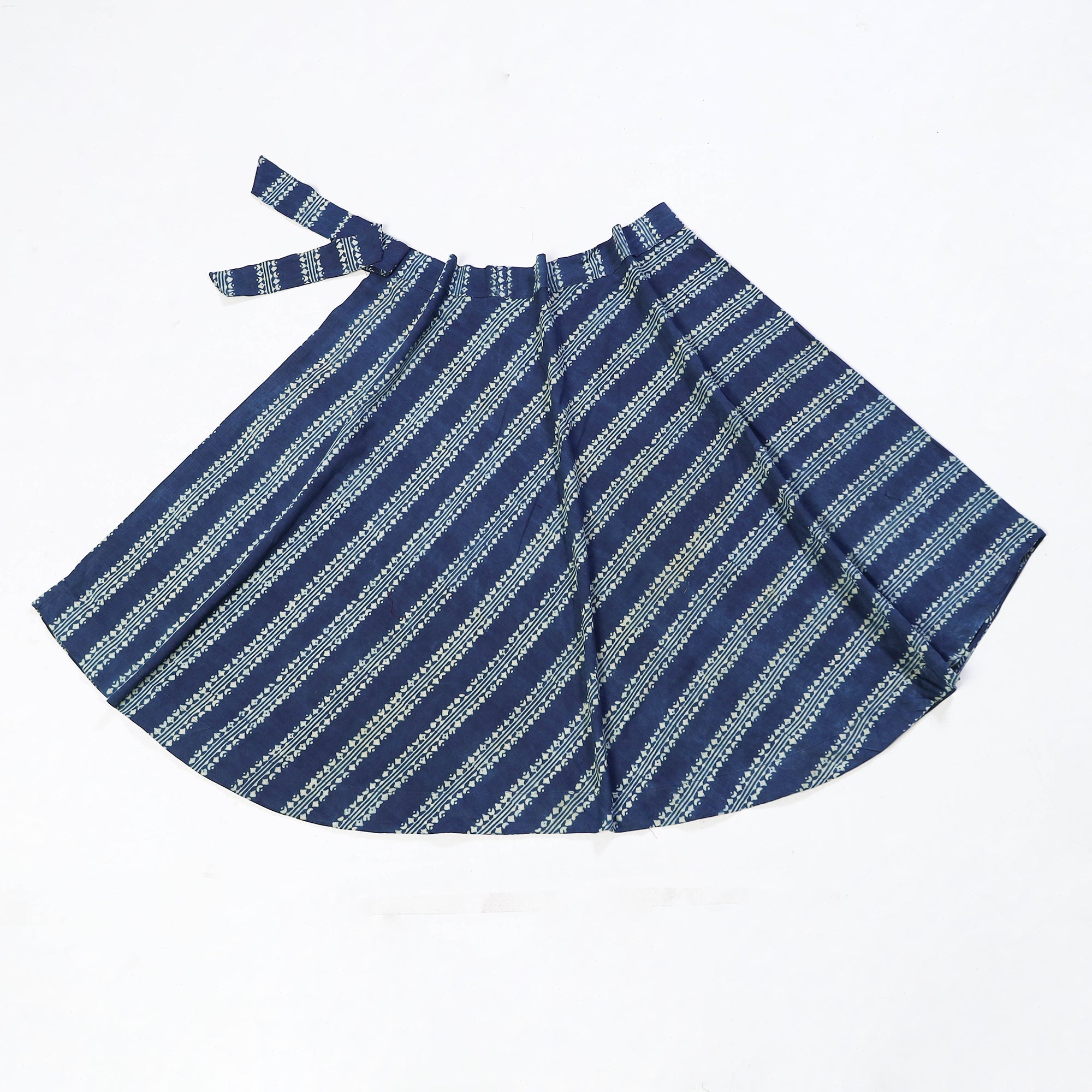 NOORI BAZAR Blue - Block Print Cotton Wrap Around Ajrakh Skirt 06 - view 4