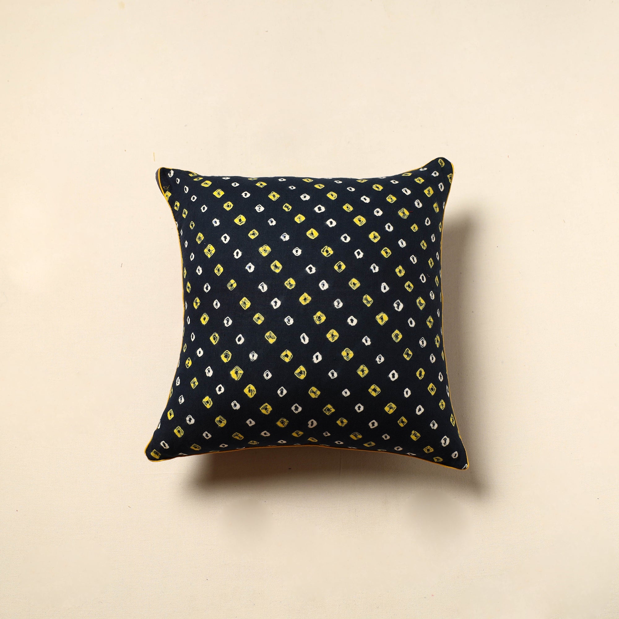 NOORI BAZAR Black - Tie & Dye Cotton Bandhani Cushion Cover (16 x 16 in) 42