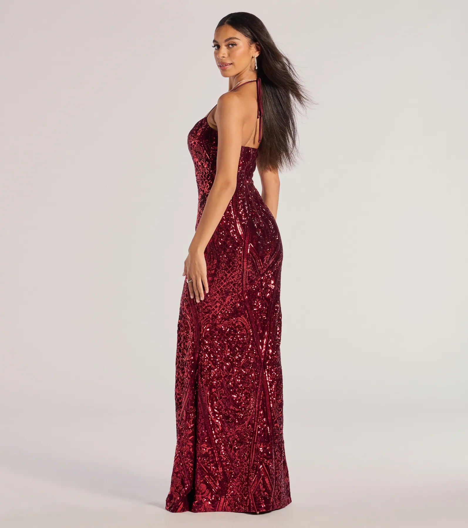Windsor Meara Sequin Velvet Hight Slit Mermaid Dress - view 2