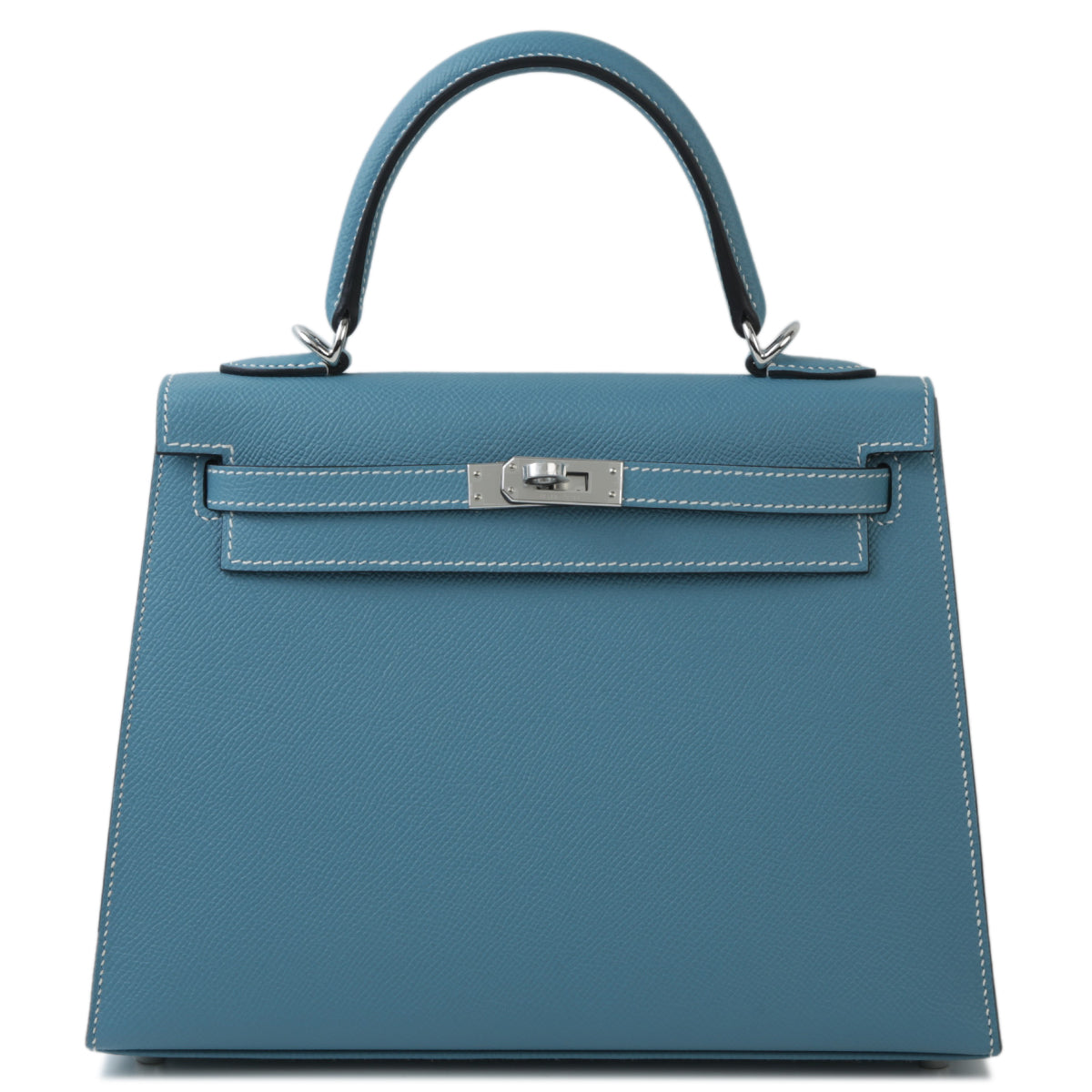 Cop Underdog HERMÈS Kelly 25 Sellier handbag in New Bleu Jean Epsom leather with Palladium hardware