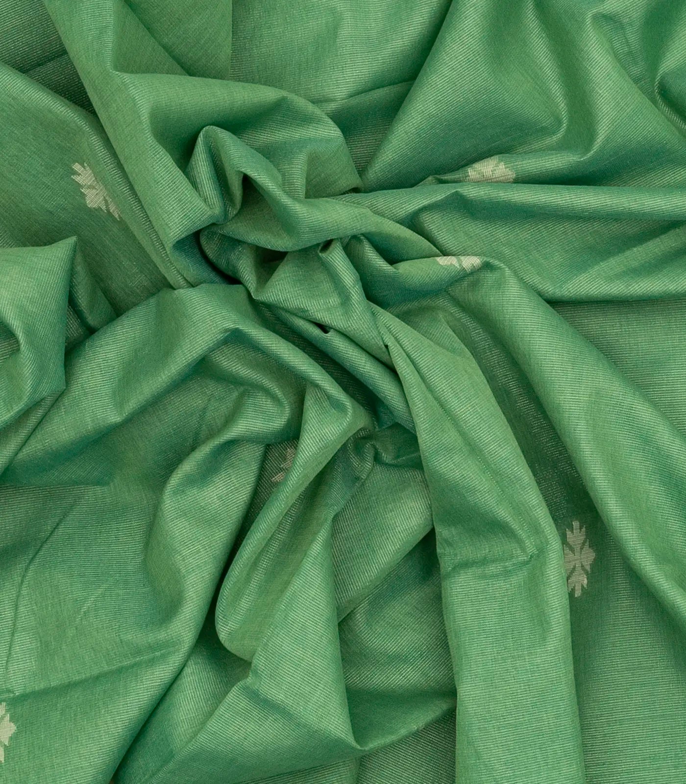 RmKV Pista Green Handloom Bengal Cotton Saree With Stripes & Buttas - view 3