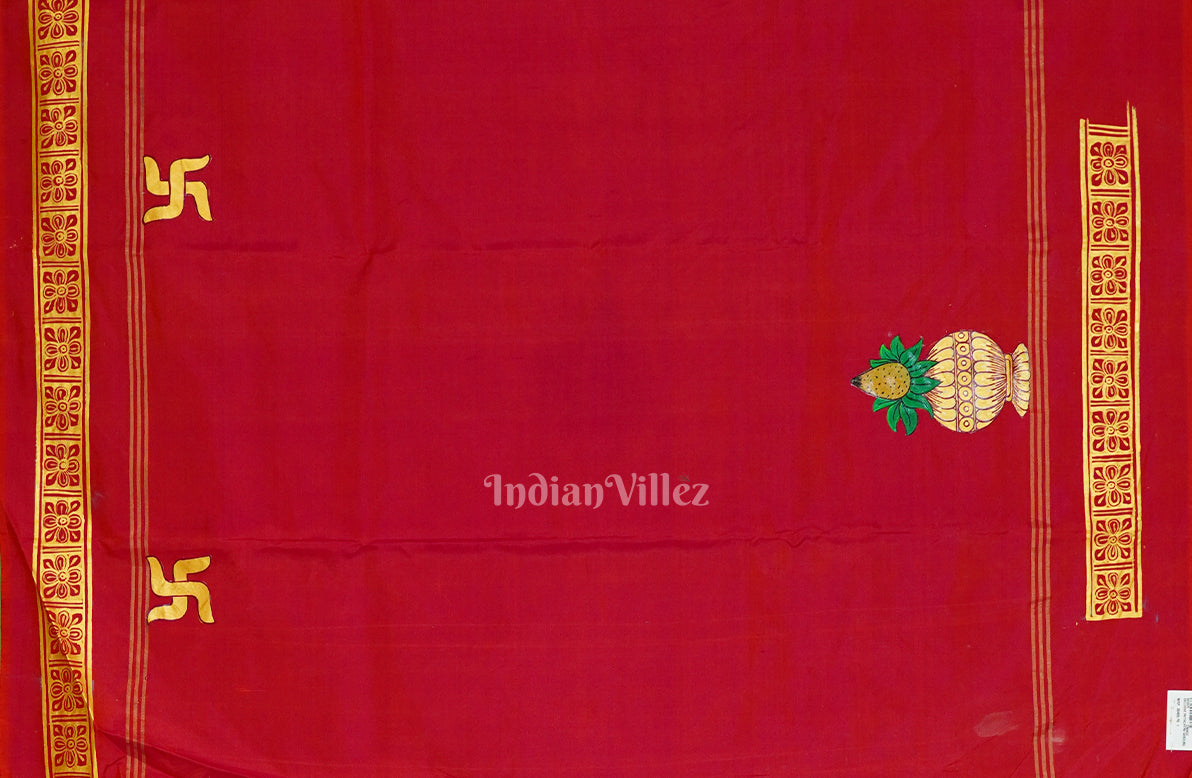 IndianVillèz Blackberry Hindu Festival Hand-Painted Pattachitra Saree - view 4