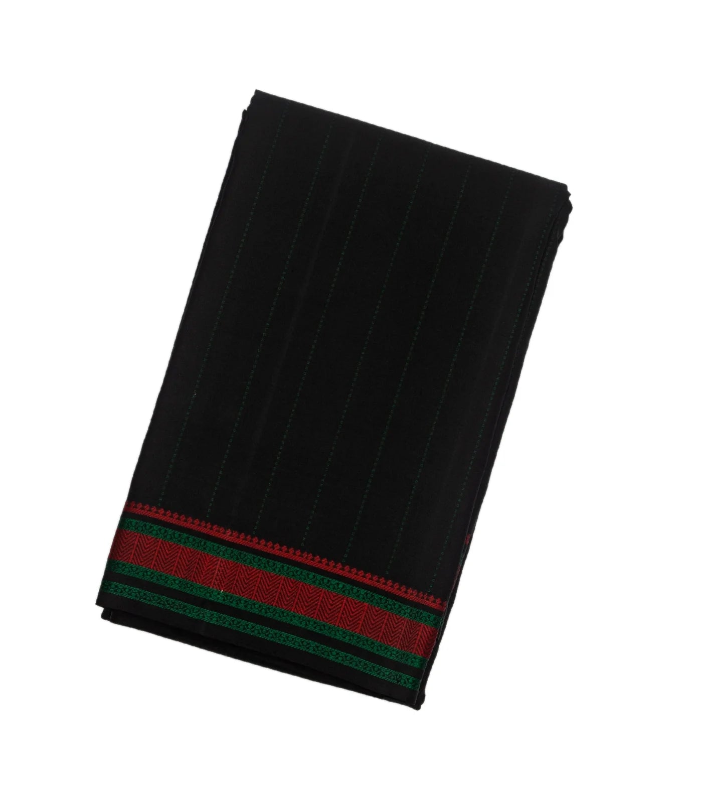 RmKV Black Handloom Kanchi Cotton Saree With Dotted Stripes