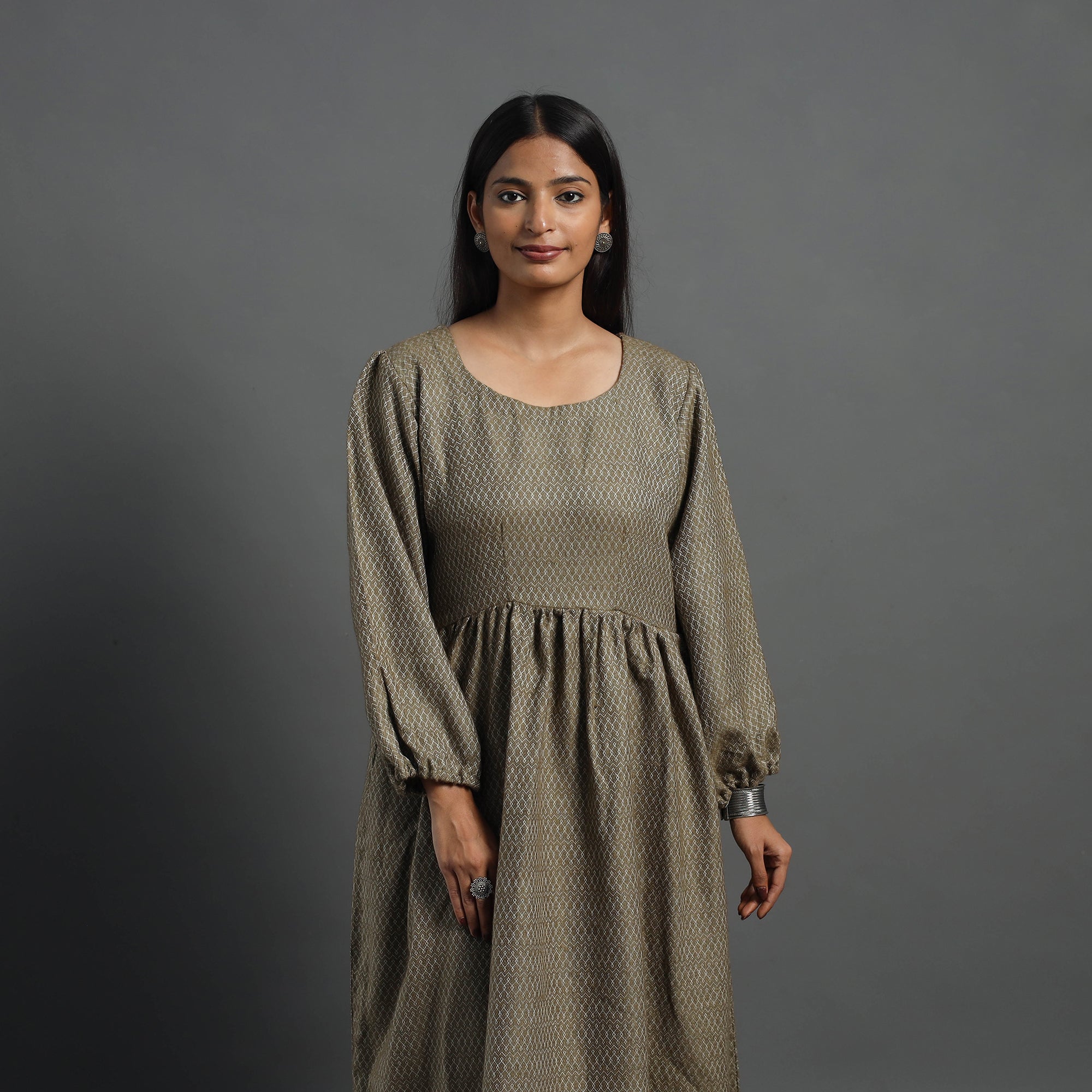 ITOKRI CASUALS Ananya Brown Plain Flared Woolen Dress 04