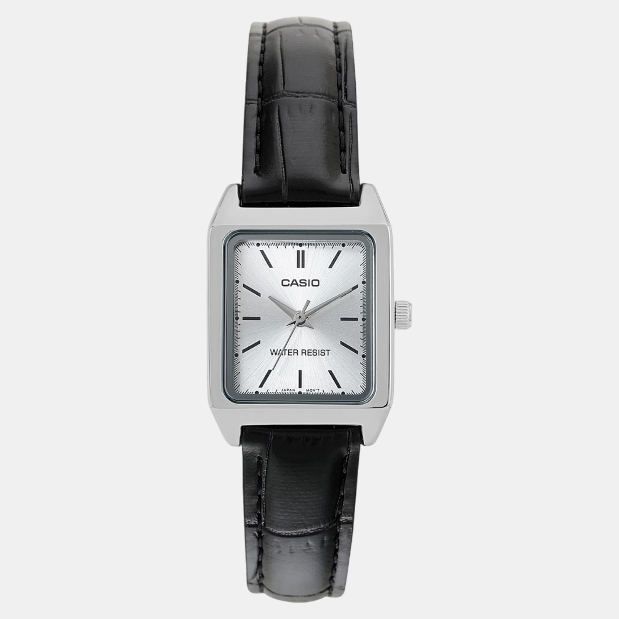 Casio Enticer Women Quartz Silver Dial Analog Leather Watch A2289