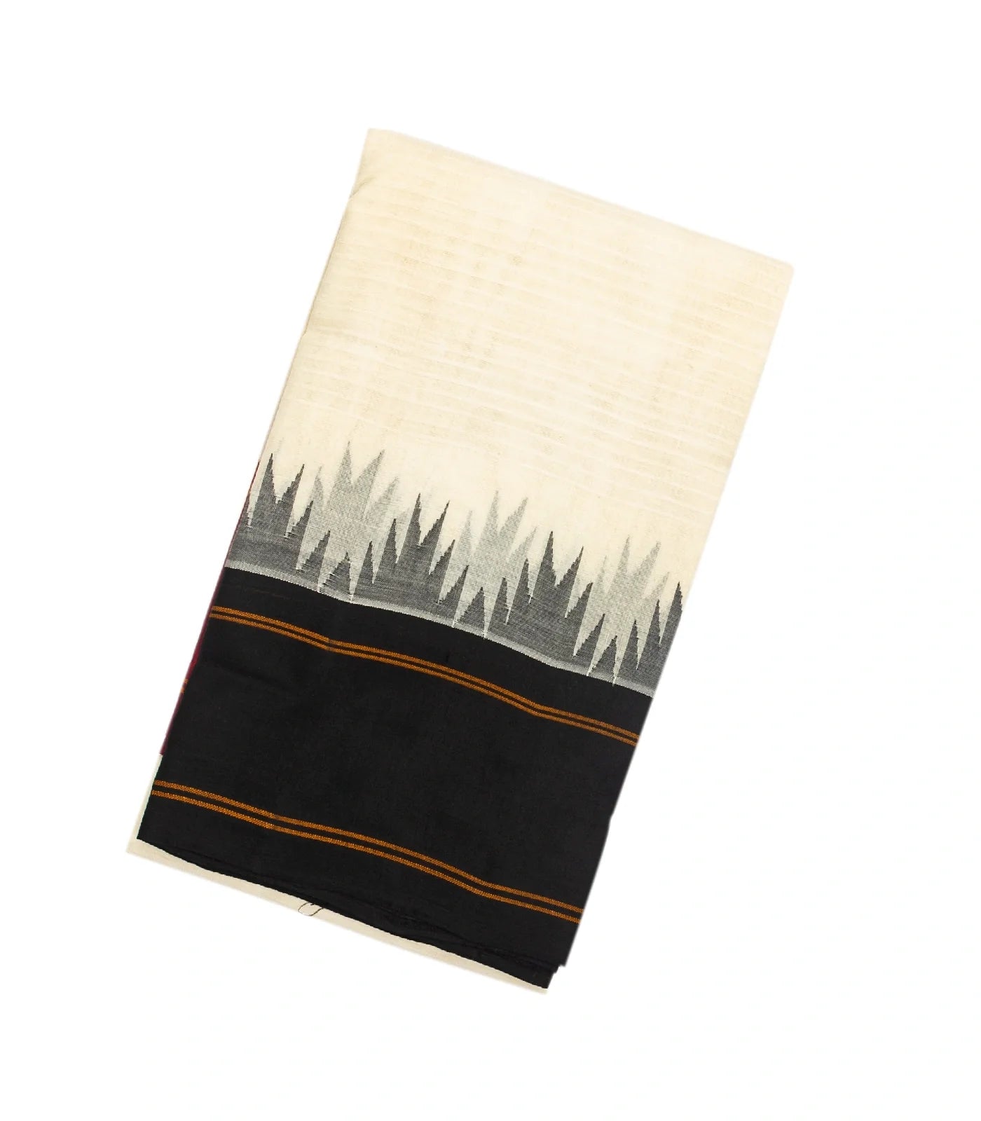 RmKV White Handloom Korvai Kanchi Cotton Saree With Contrast Temple Border
