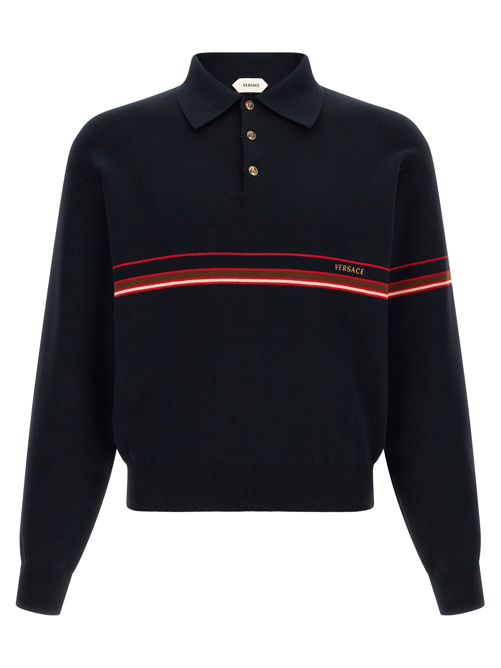 Versace Inlaid Striped Polo Shirt – 100% cotton