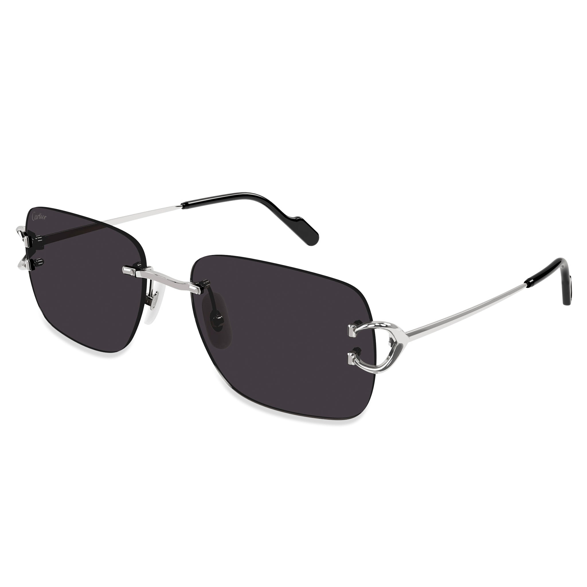 Cartier Eyewear CT0330S-001 C Decor Silver Grey Rimless Sunglasses - view 2