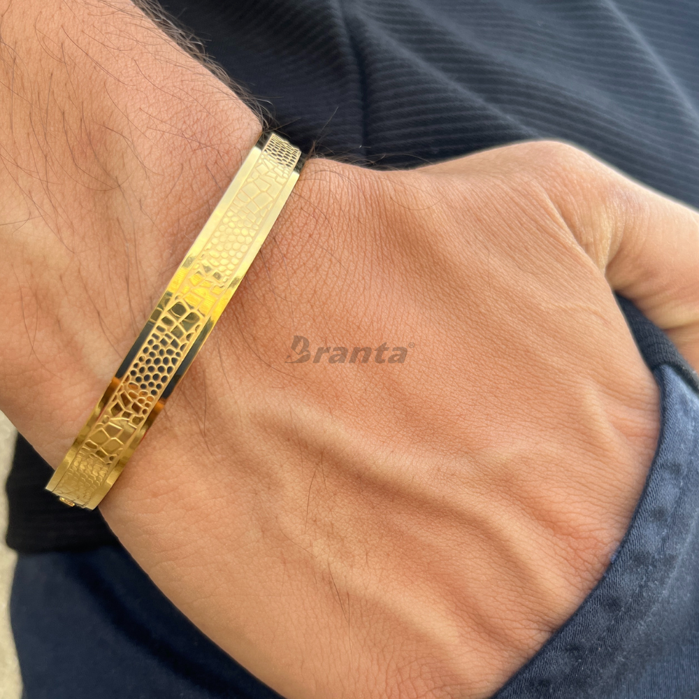Branta Leather Pattern Bracelet For Men (7 Inch) - view 2