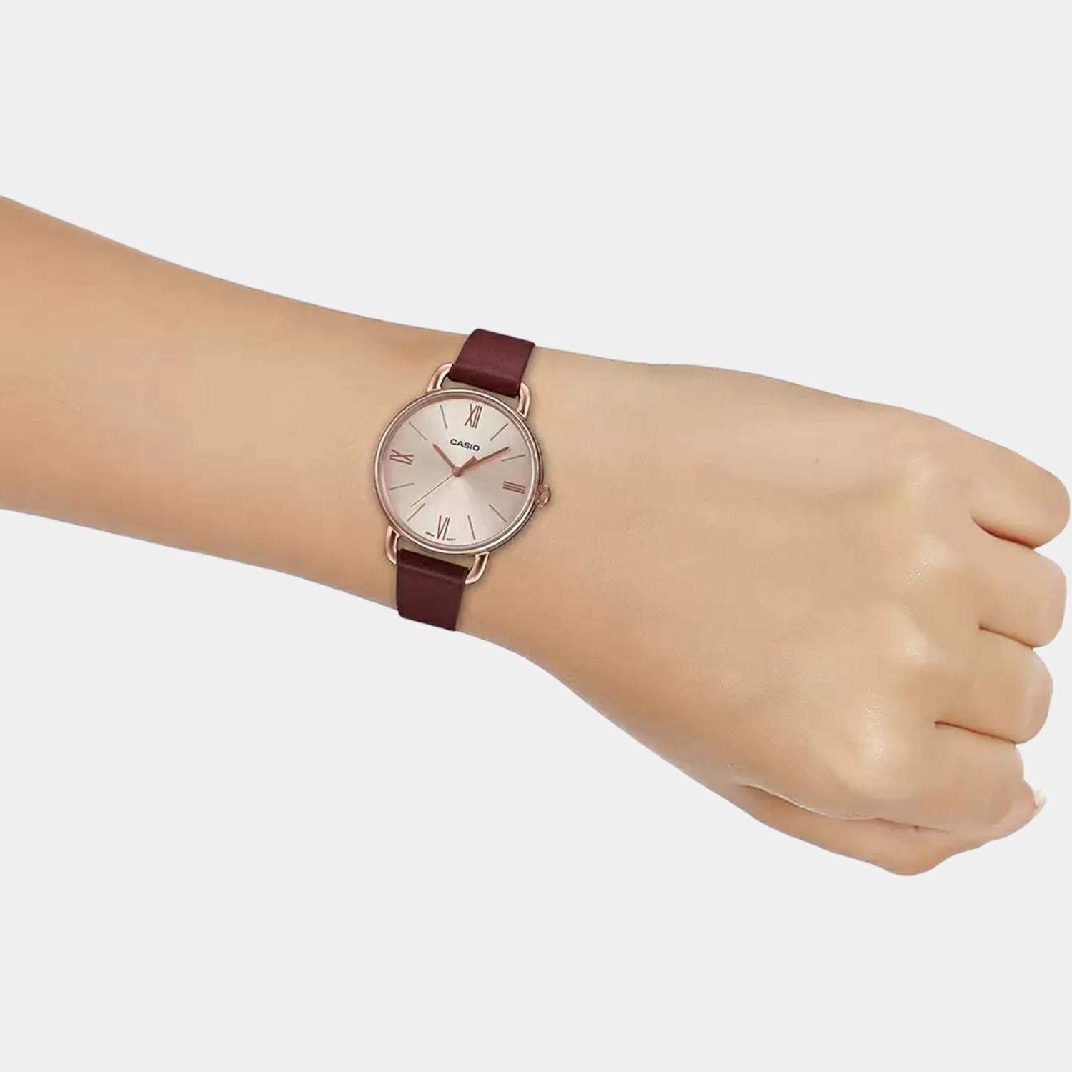 Casio Enticer Women Quartz Rose Gold Dial Analog Leather Watch A1806 - view 6