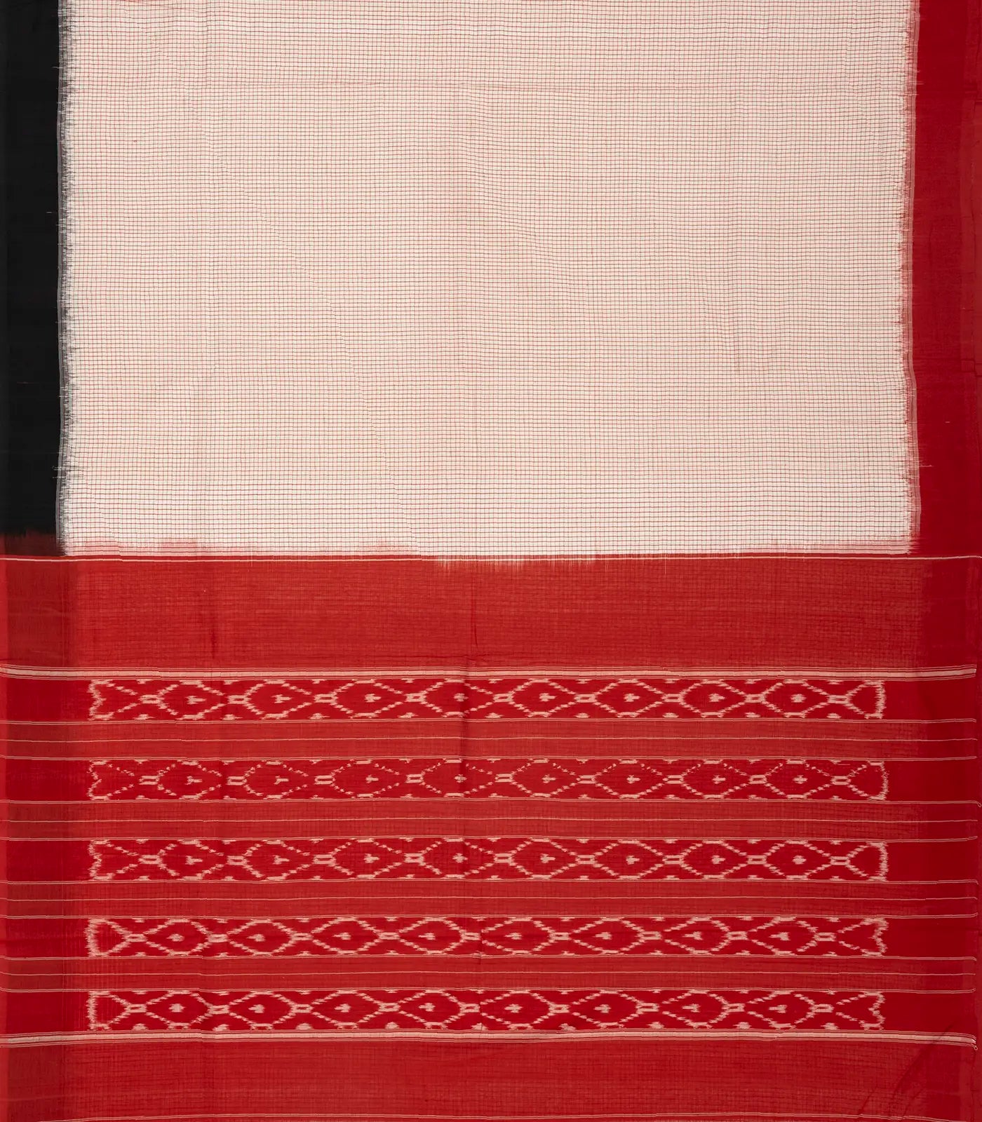 RmKV Cream Handwoven Orissa Cotton Saree With Checks & Contrast Border - view 2