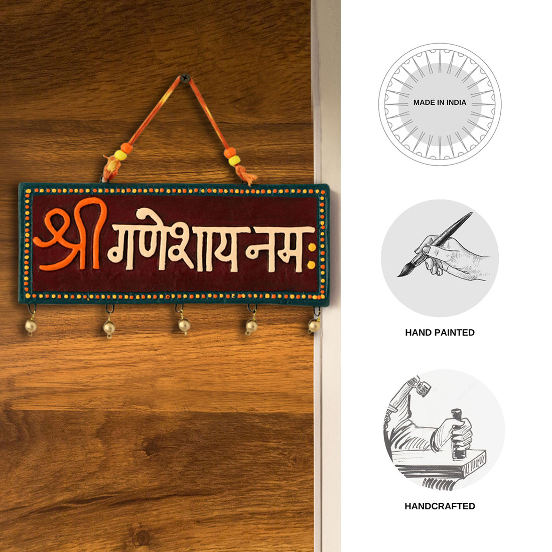 EXCLUSIVELANE 'Ganesha Mantra' Terracotta Wall Hanging Decor (Shree Ganeshay Namah) - view 6