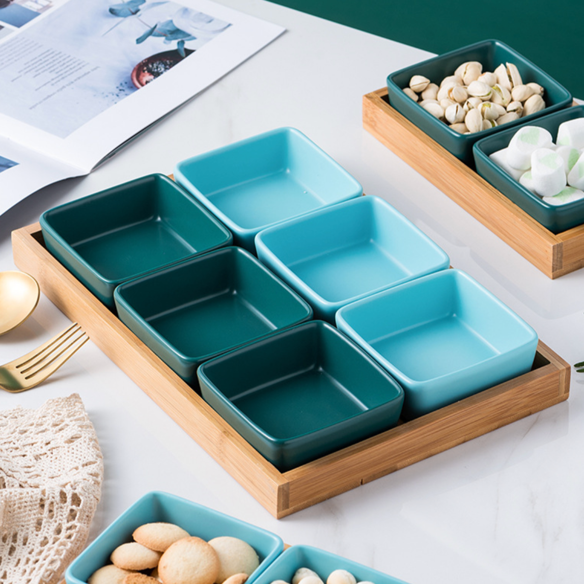 Nestasia Square Bowls and Wooden Trays - view 9