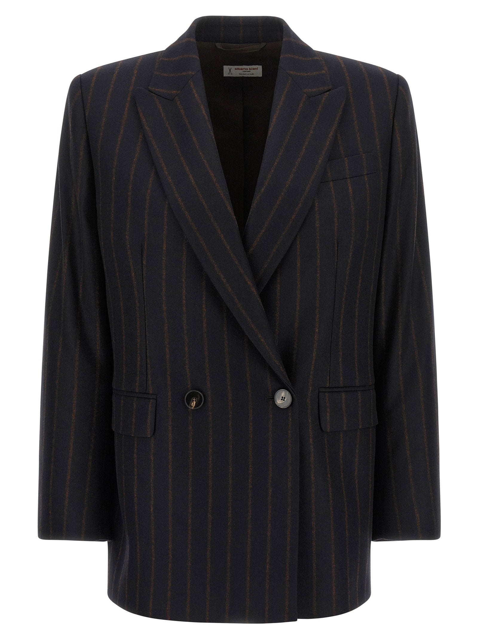 Alberto Biani Pinstripe Flannel Blazer – 100% wool