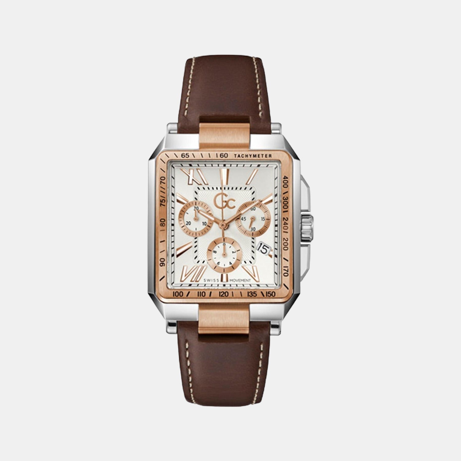 GC Elite Men Quartz White Dial Chronograph Leather Watch Z06002G1MF
