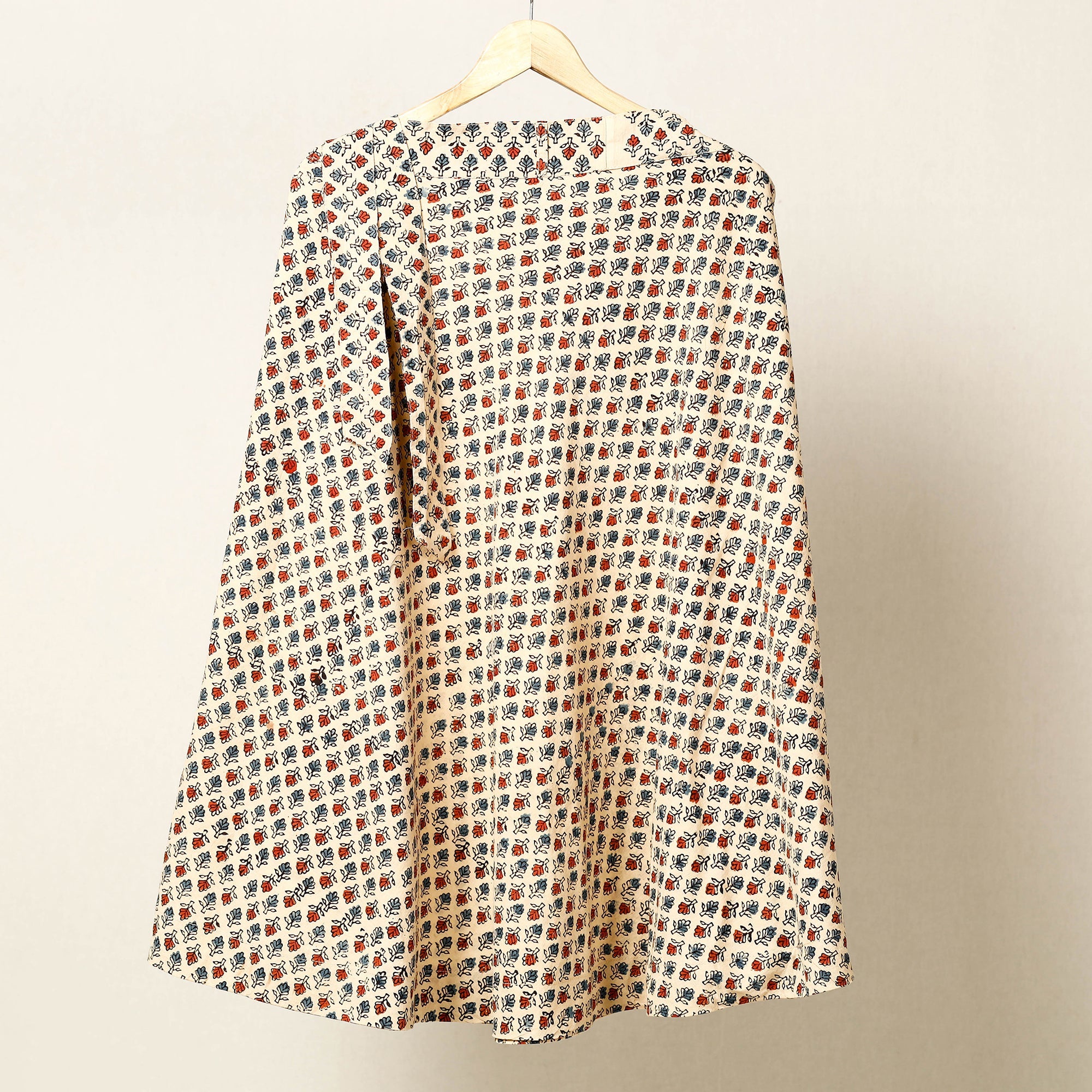NOORI BAZAR Beige - Block Print Cotton Wrap Around Ajrakh Skirt