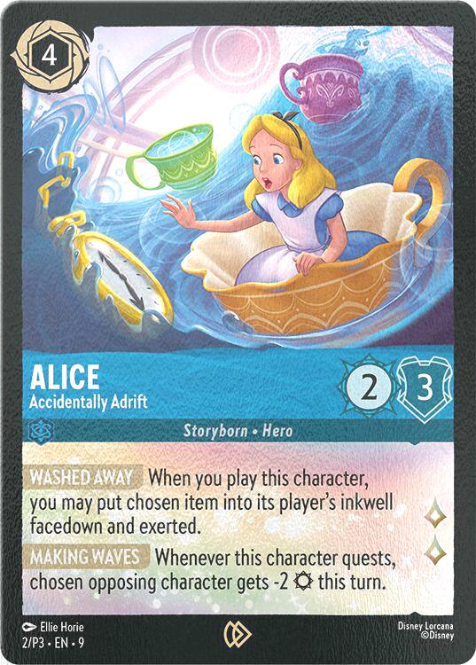 P3 disney lorcana – Alice - Accidentally Adrift - 2/P3 [Disney Lorcana Promo Cards] [Cold Foil]