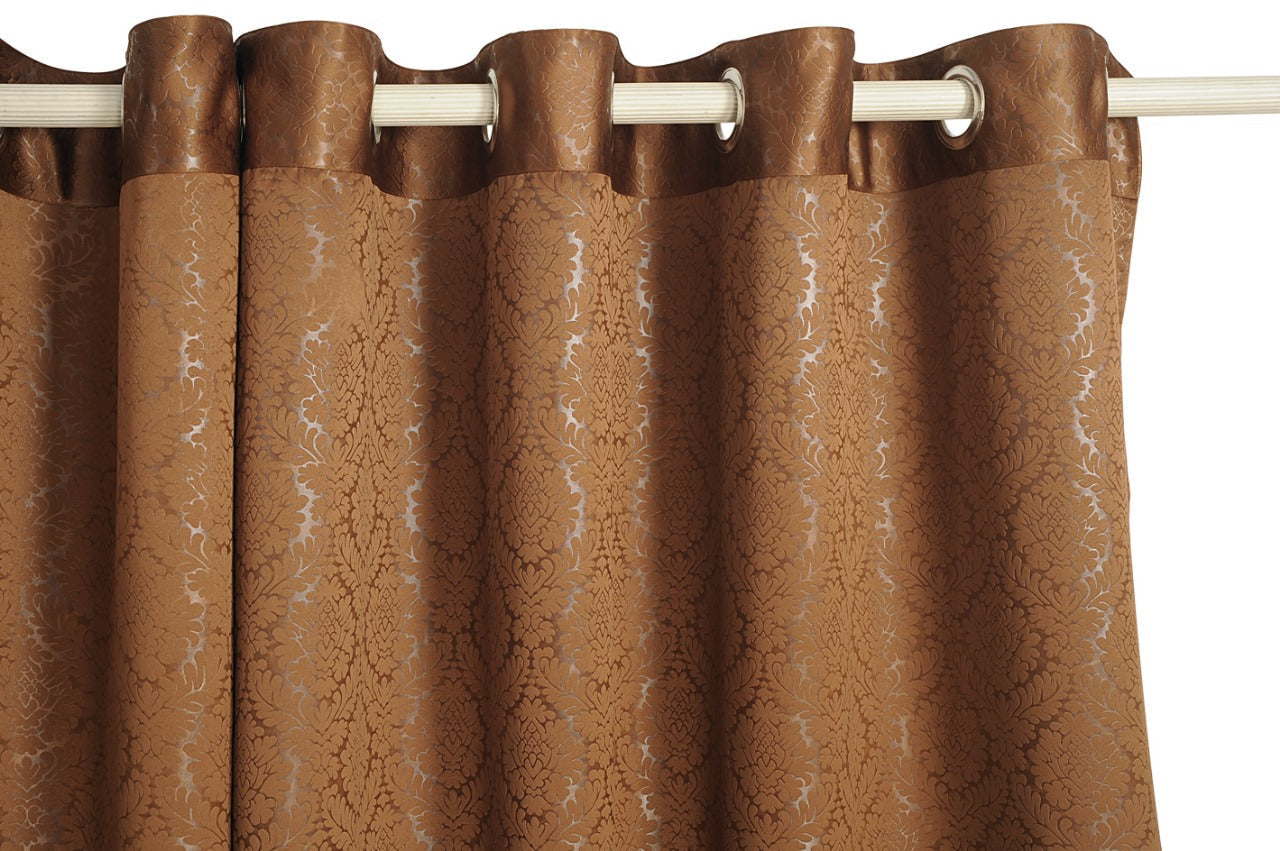 Swayam India Brown Jacquard Blackout Curtains – 2051