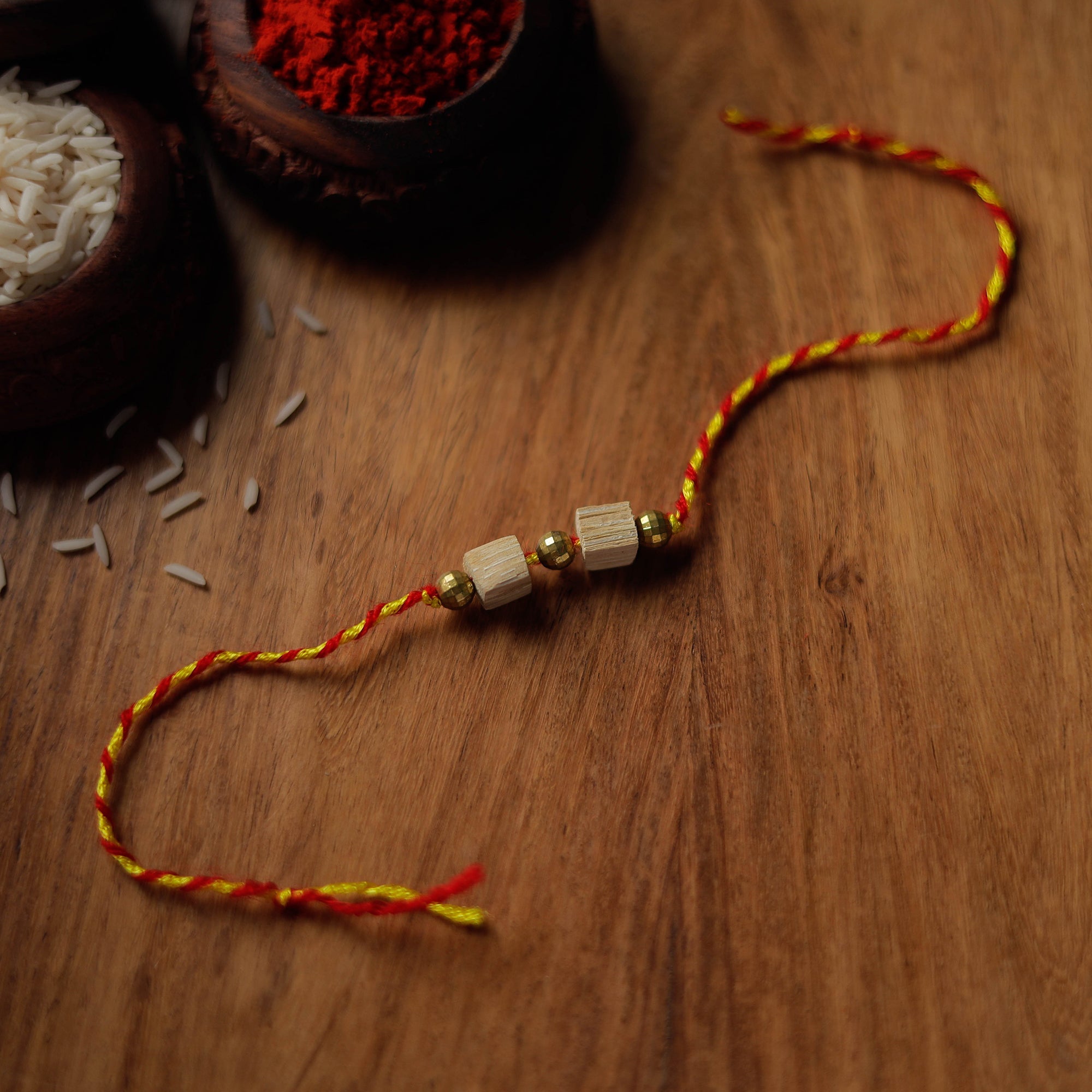 2 Squares - Handmade Bamboo Craft Beadwork Rakhi by Baansuli 23