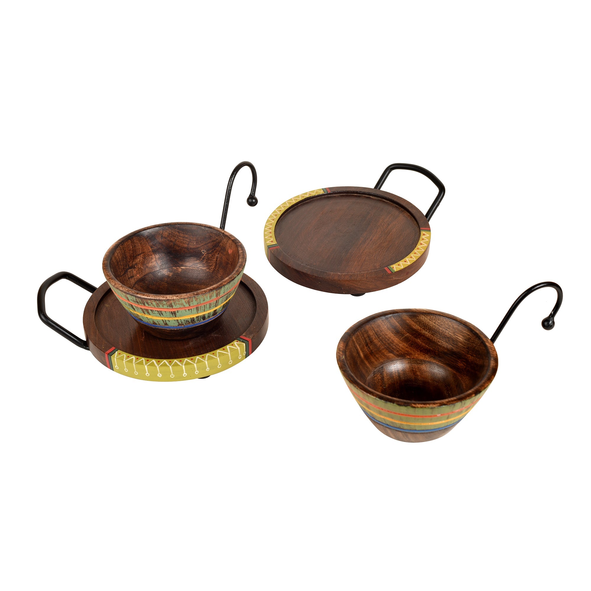 ART CREATIONS BY SUMAN SONTHALIA Brown - Hook-ed Snack Bowls with round Tray-Two Set (large) (7.5x6x4.5/7.5x6x4.5) - view 2