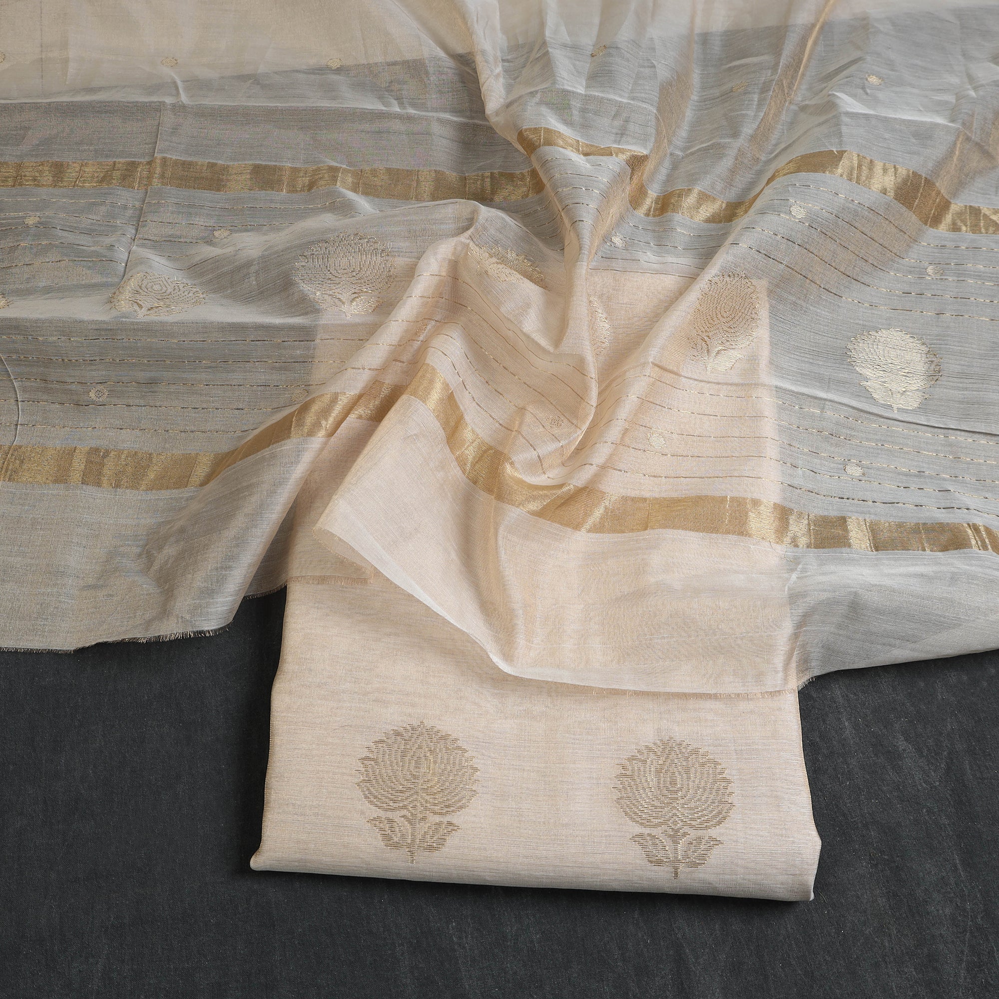 CHANDERI BY RAUPH KHAN 2pc Tissue Zari Handloom Chanderi Silk Dress Material 07 - view 2