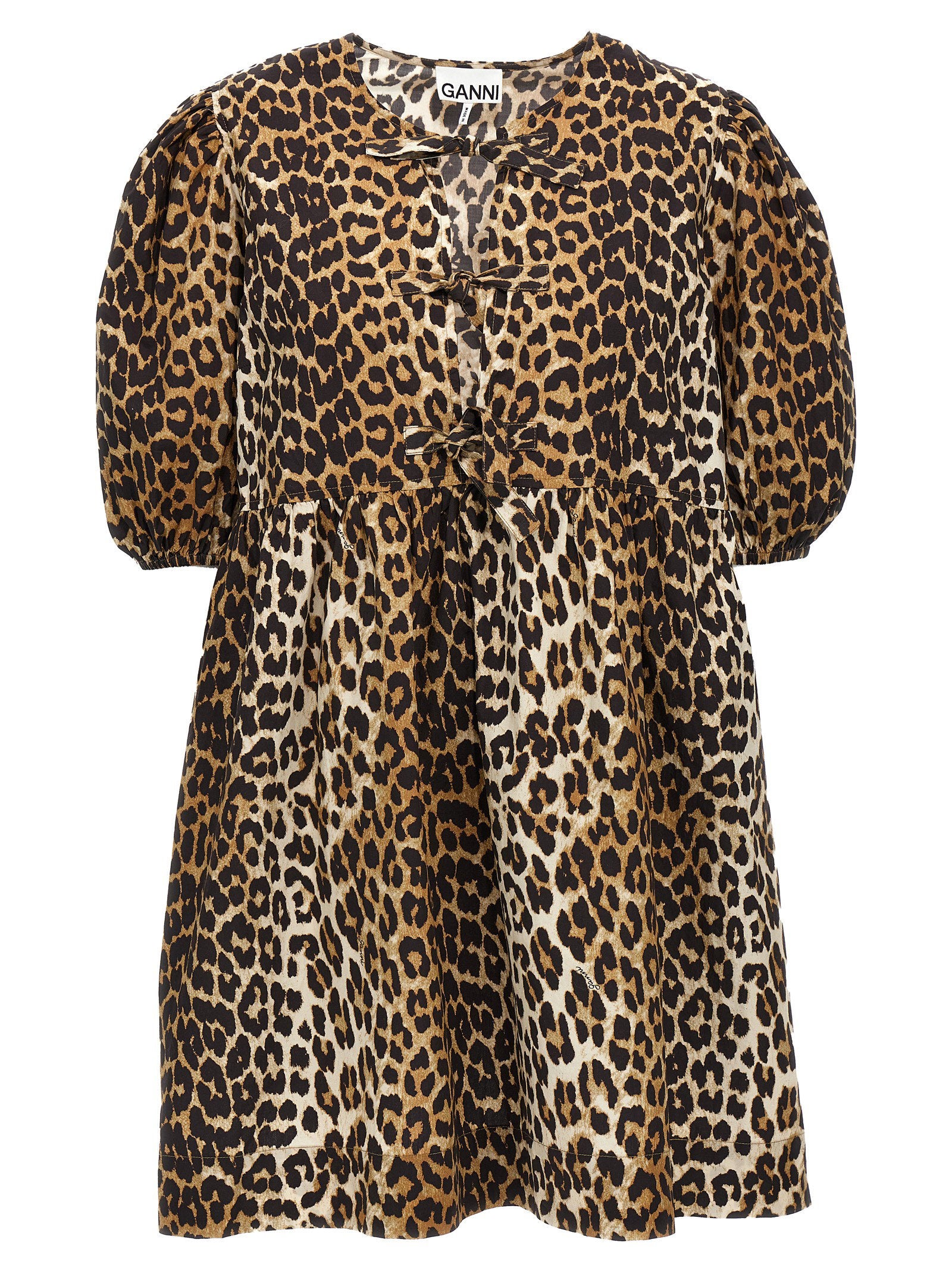 Ganni Leopard Poplin Dress – 100% cotton