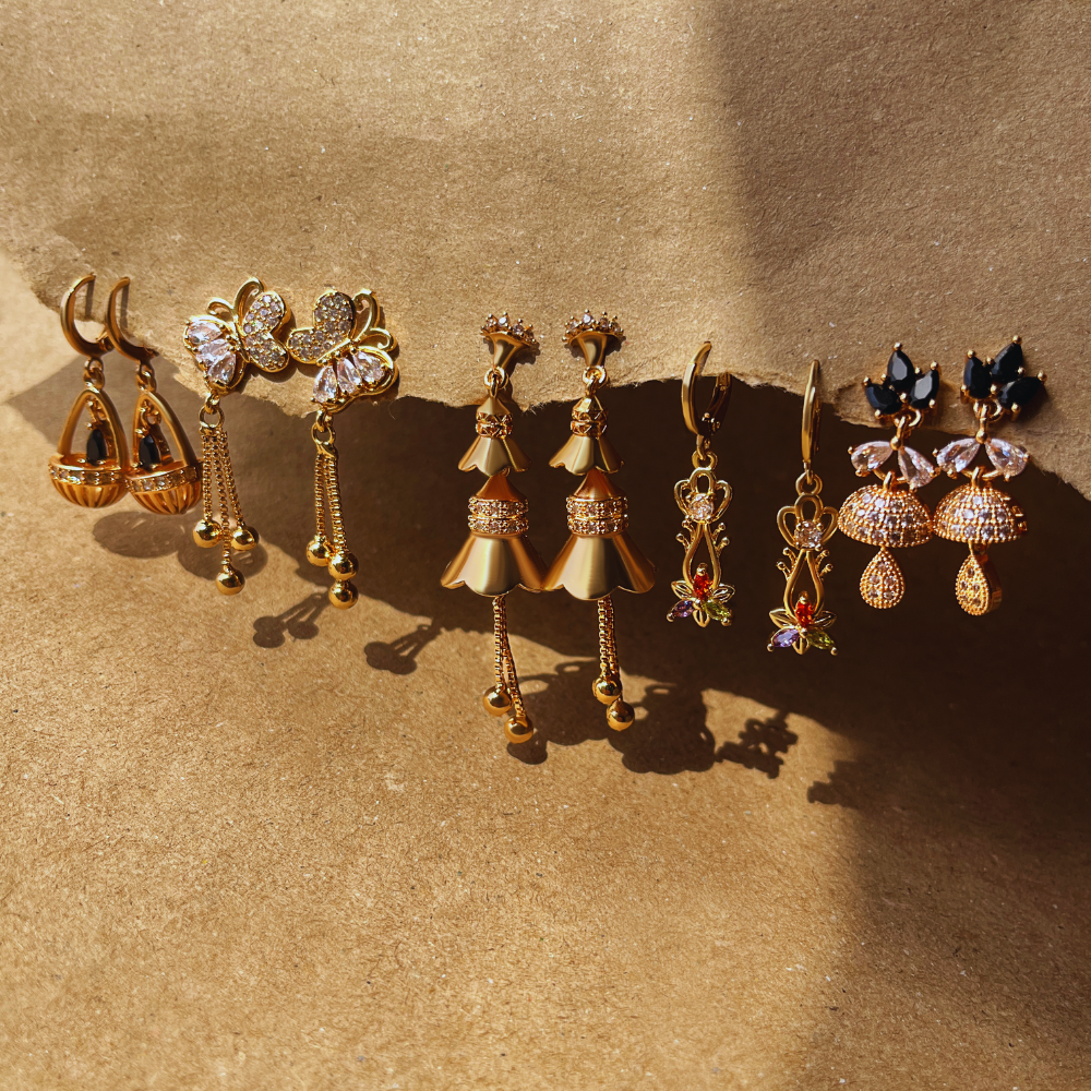 Branta Set of 5 Shimmering Earrings - view 2