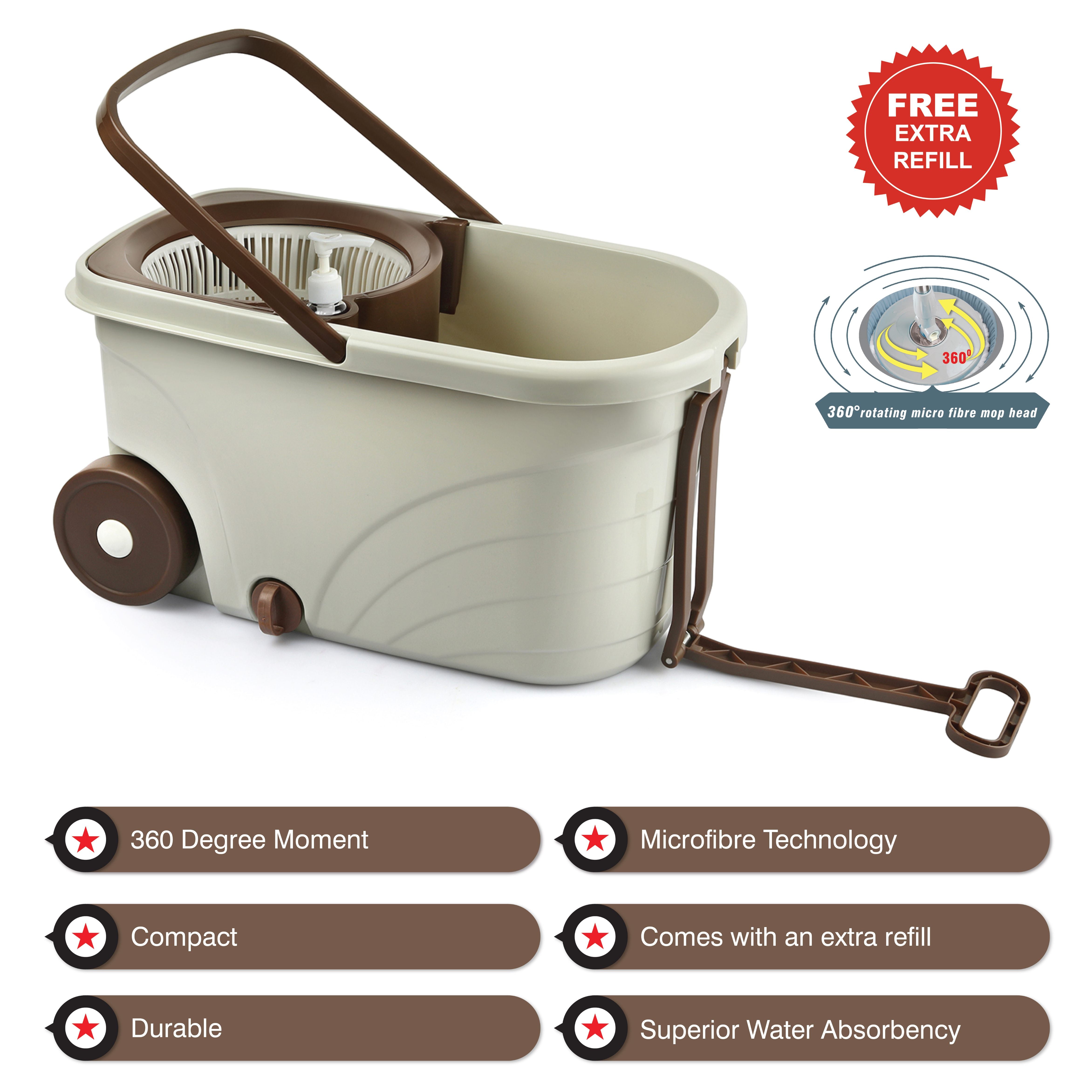 Cello Kleeno Max Clean Deluxe Spin Mop Bucket with Soap Dispenser - view 3
