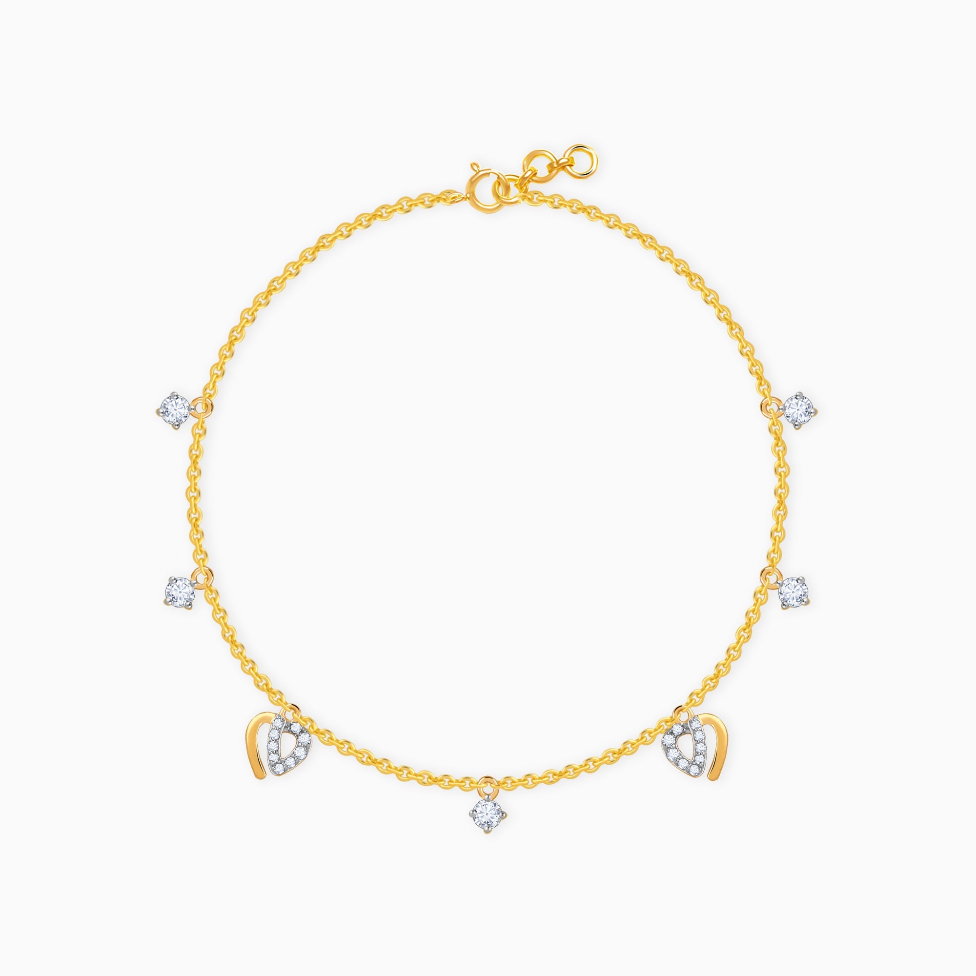 GIVA Jewellery Gold Heartfelt Diamond Bracelet