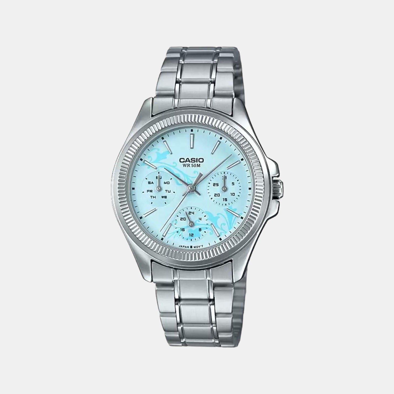 Casio Enticer Women Quartz Blue Dial Chronograph Stainless Steel Watch A1572