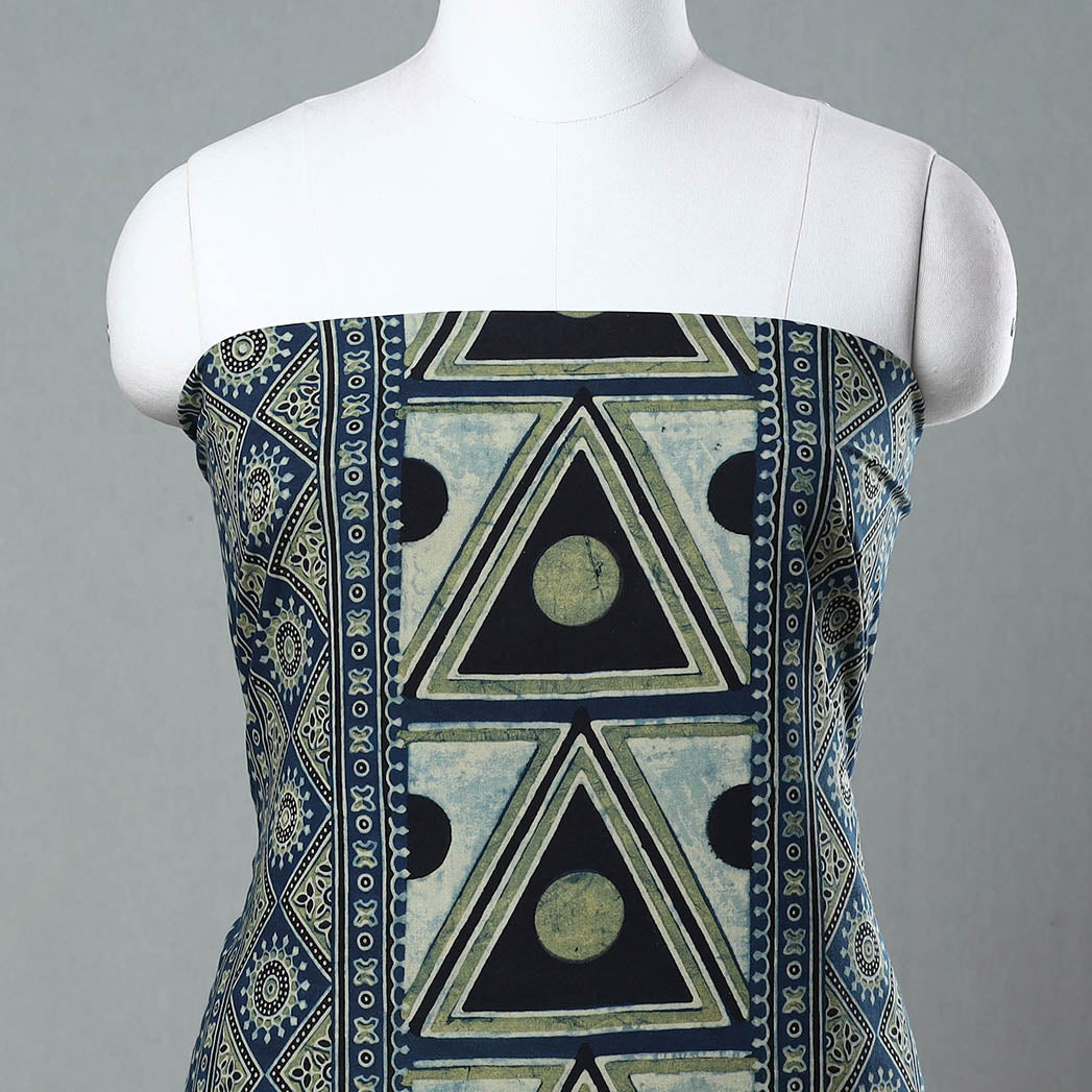 RIYAZ ABDULMAJID KHATRI - AJRAKH Blue - Ajrakh Block Printed Cotton Kurta Material - 3 meter - view 3