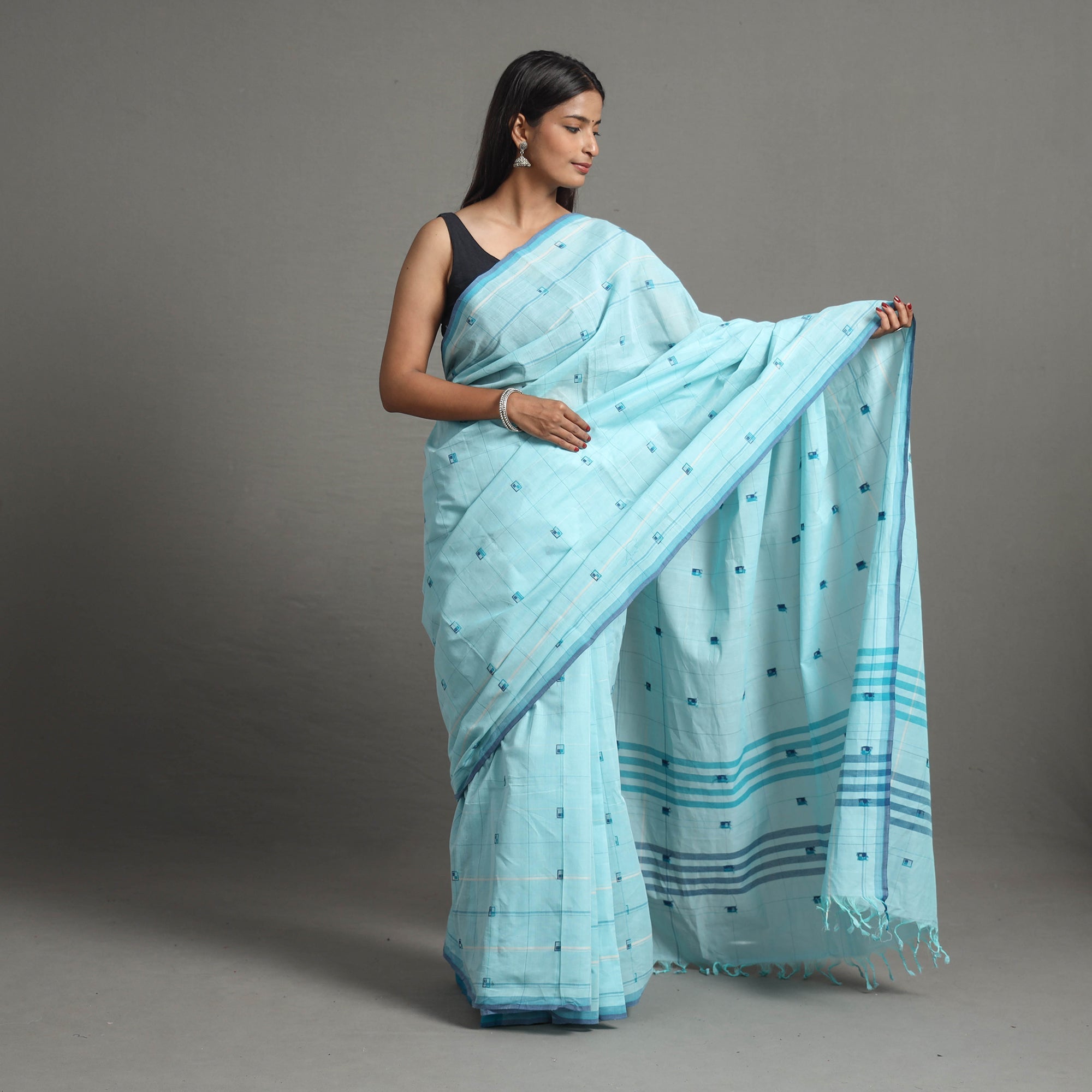 CHITRIKA Blue - Buti Cotton Handloom Saree 93 - view 2