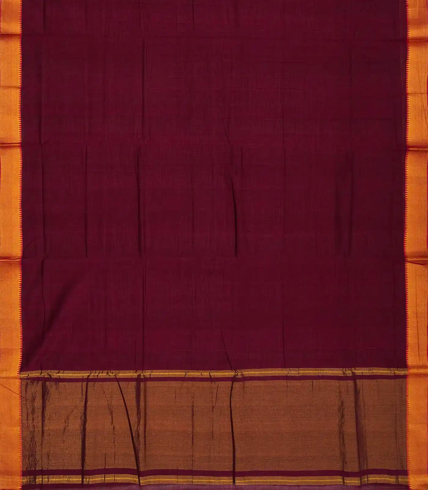 RmKV Burgundy Mangalagiri Cotton Saree With Contrast Zari Border - view 2