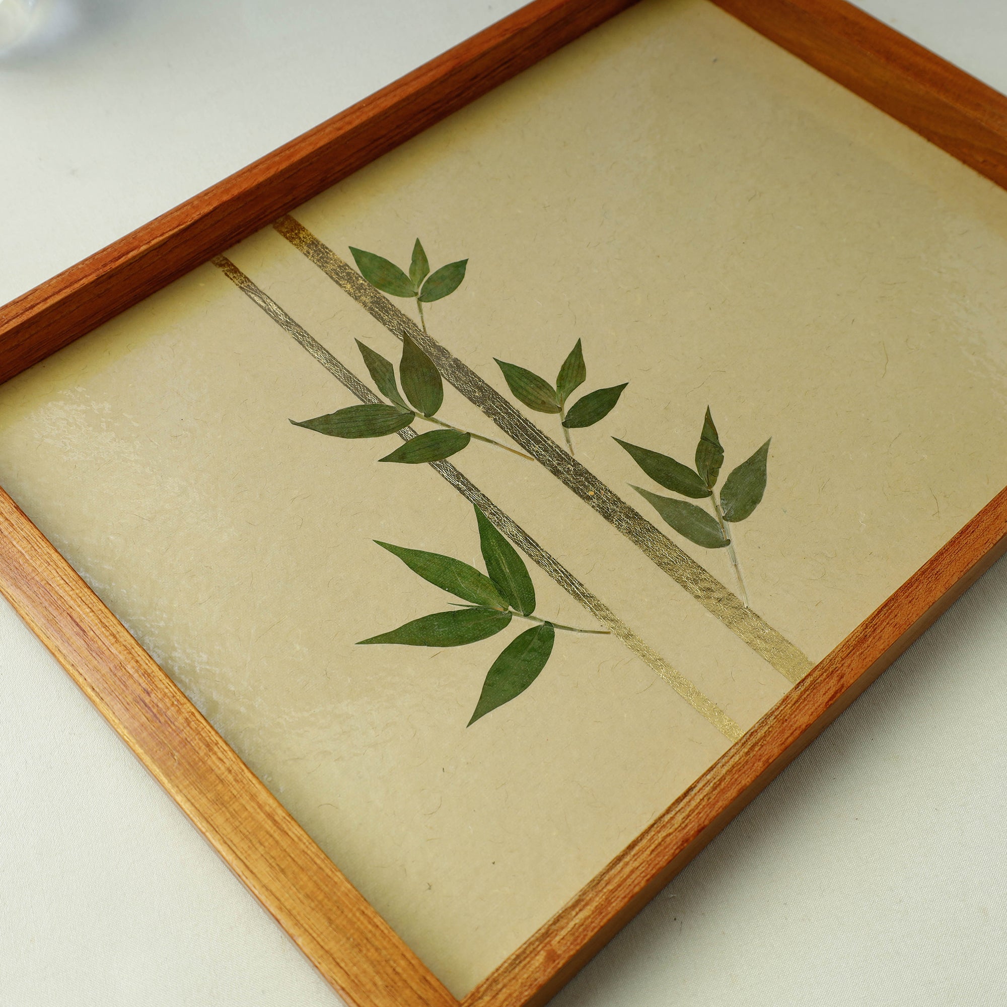 SHRADHANJALI - AN AUROVILLE UNIT Beige - Bamboo Art Work Wooden Tray (16 x 11 x 1 in) - view 3
